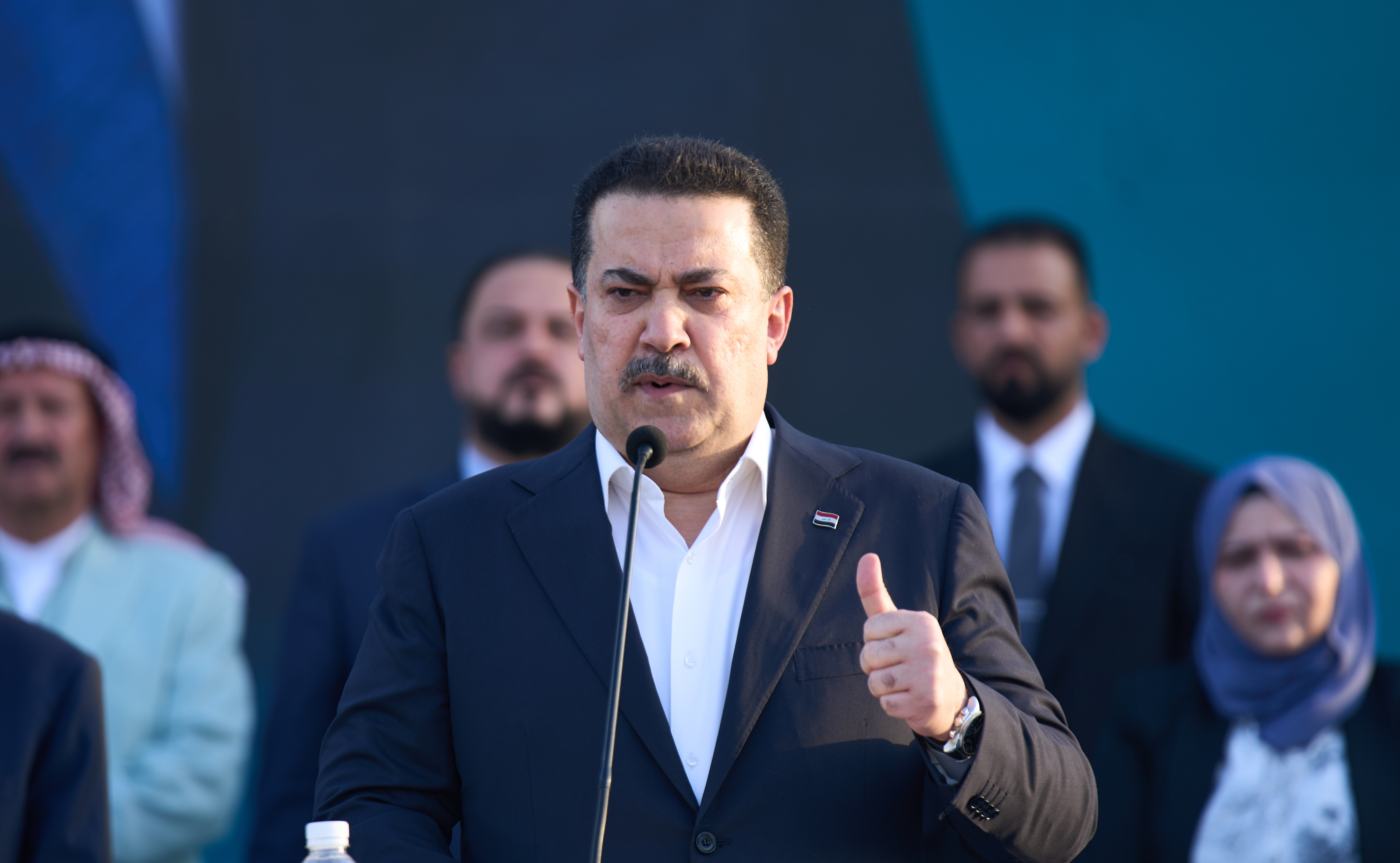 Al-Sudani at his coalition’s rally before the elections, in Mosul, on October 18, 2025