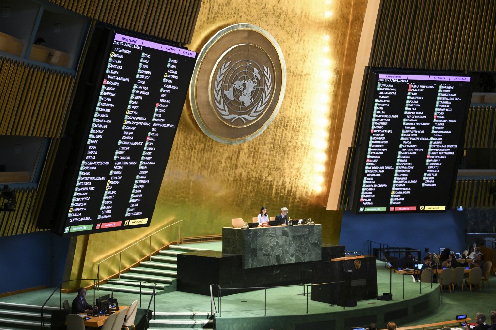 General Assembly meeting to vote on the Palestinian question at United Nations [File: Angela Weiss/AFP]