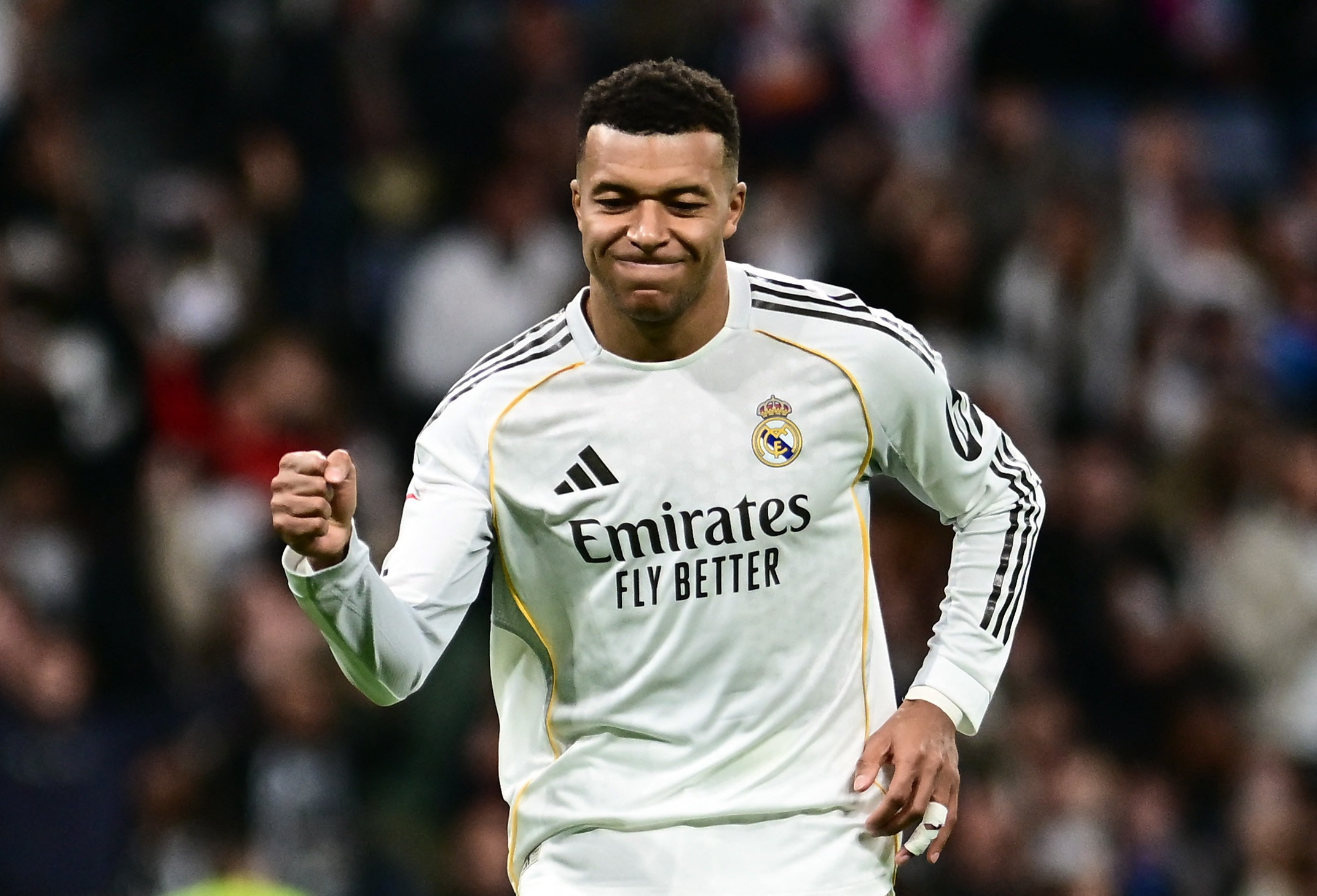 Kylian Mbappe reacts