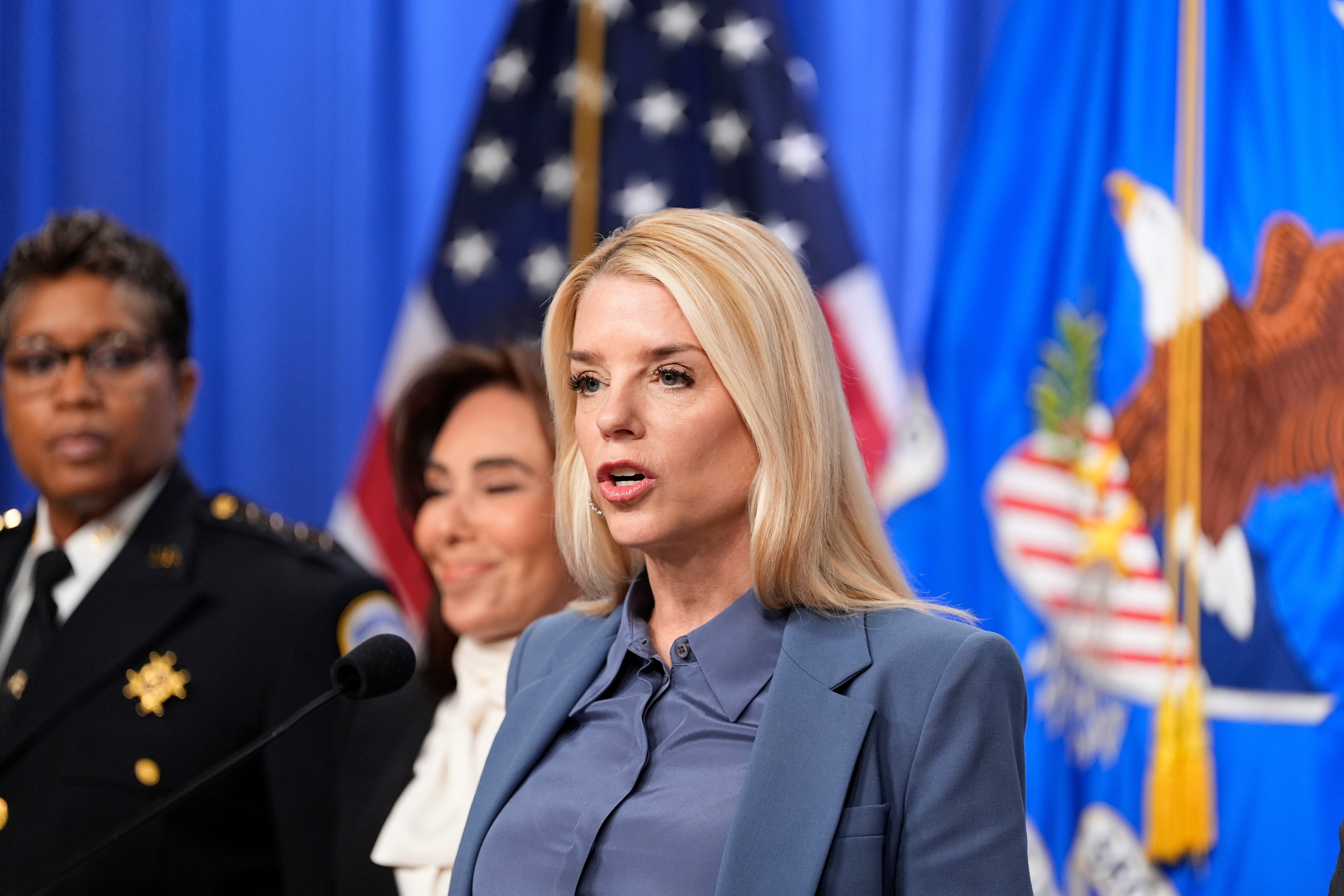Attorney General Pam Bondi speaks about the recent arrest in the 2021 pipe bomb case on December 4