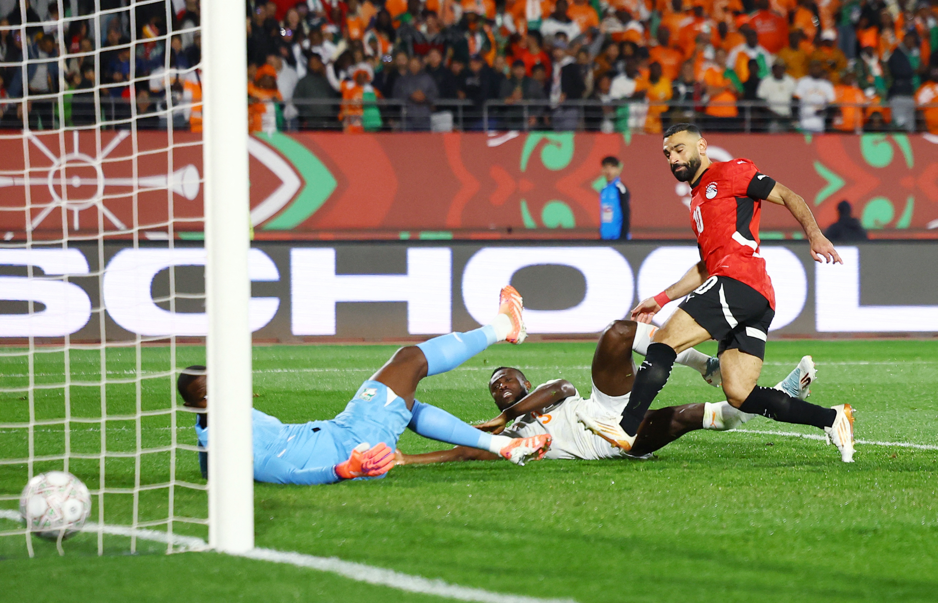 Egypt's Mohamed Salah scores their third goal against Ivory Coast