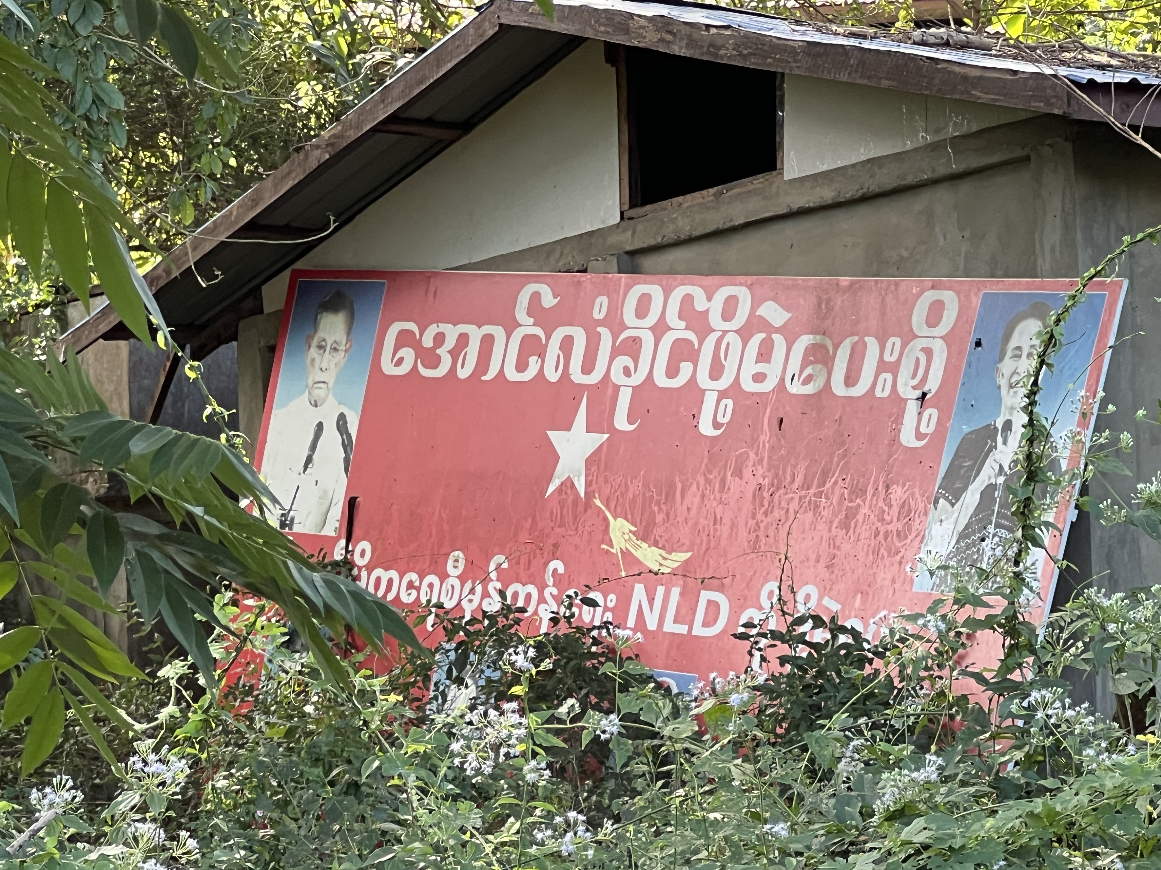 Overgrowth outside an office of the National League for Democracy, of Nobel Peace Prize winner Aung San Suu Kyi, who is now under house arrest [Tony Cheng/ Al Jazeera]