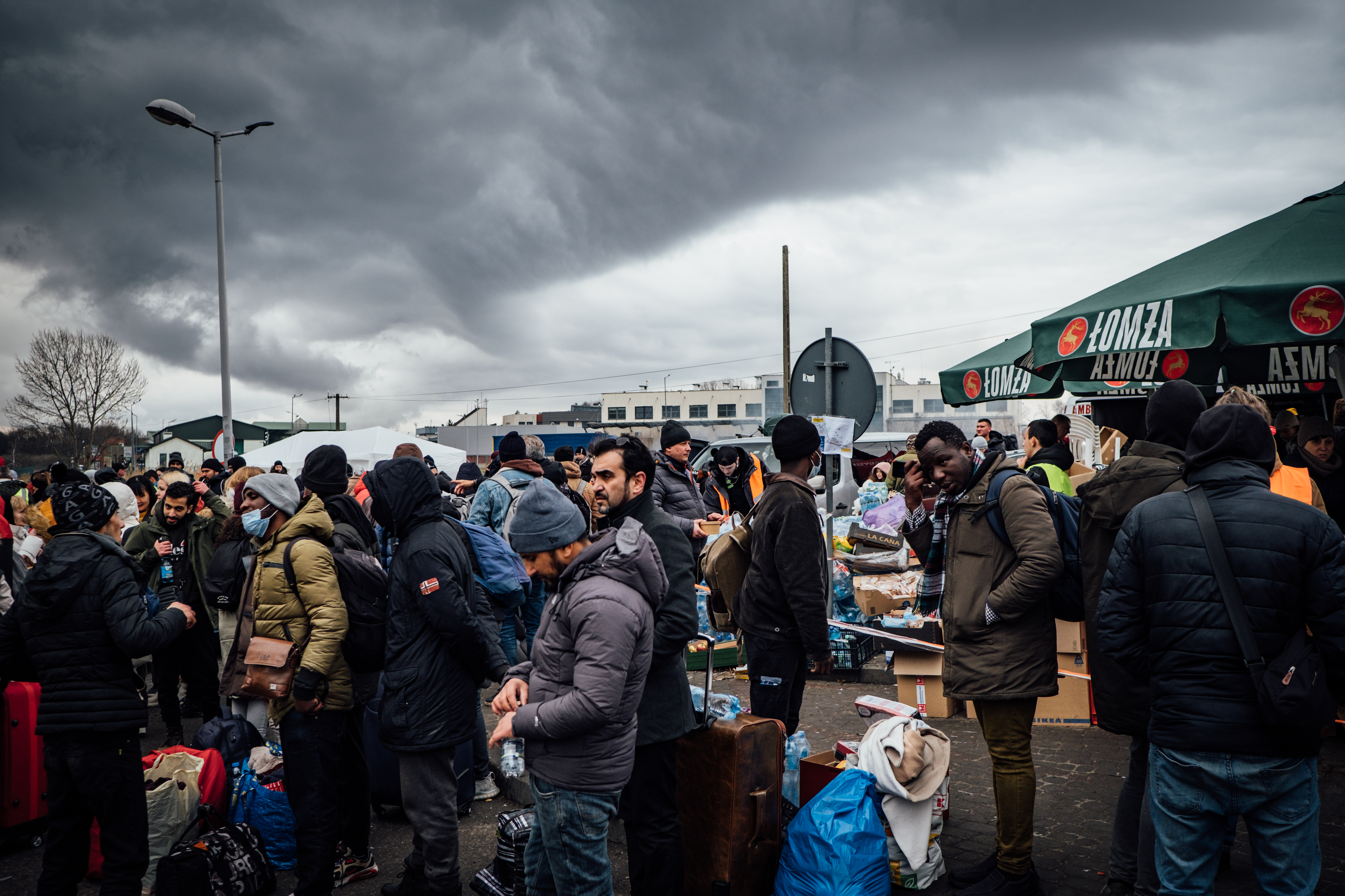 Many foreign nationals fled across the borders during the early days of Russia’s full-scale invasion, Medyka, Poland, February 2022