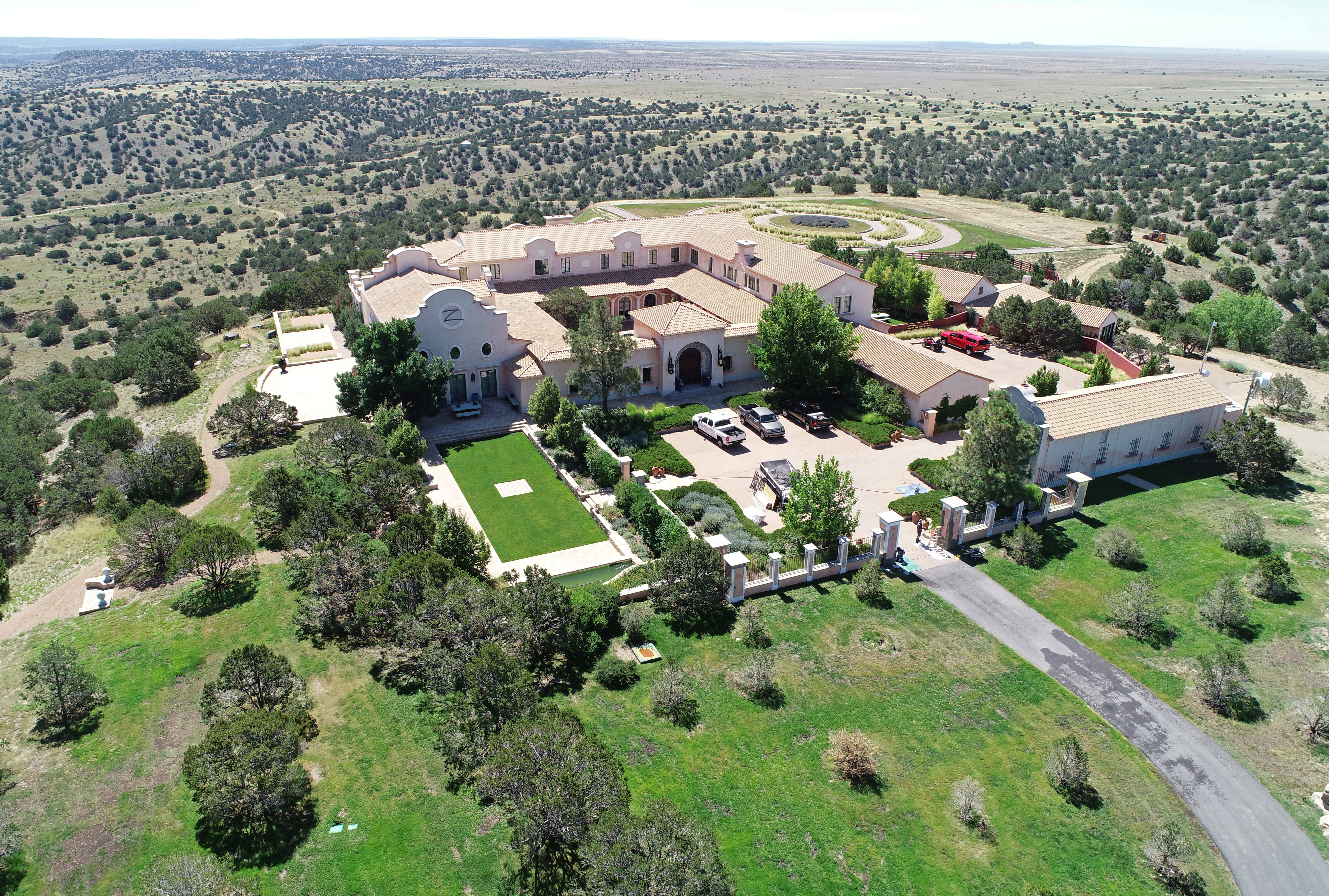 Zorro Ranch, one of the properties of financier Jeffrey Epstein, is seen in an aerial view.
