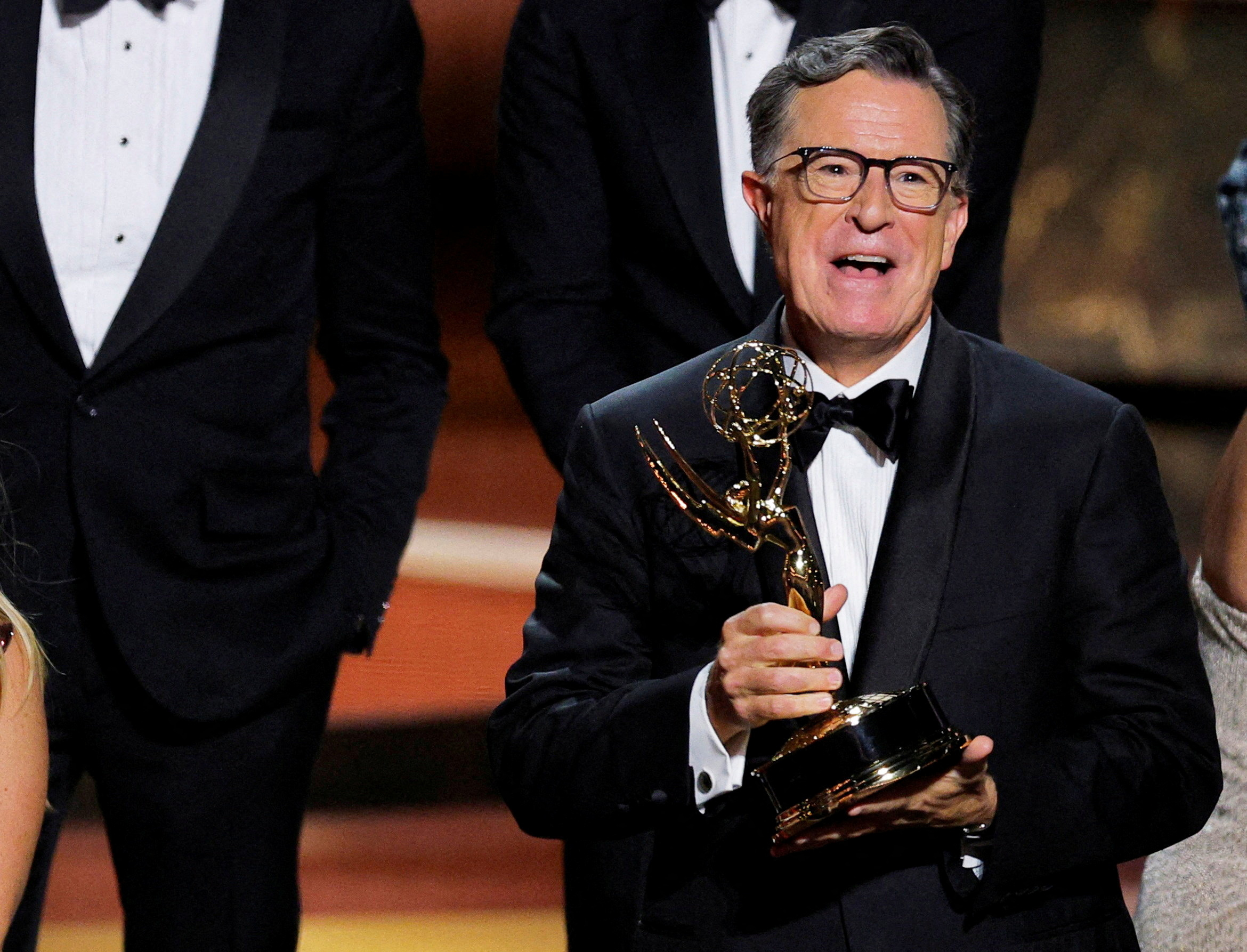 Stephen Colbert accepts the award for Outstanding Variety Talk Series award for "The Late Show with Stephen Colbert" at the 77th Primetime Emmy Awards in Los Angeles, California, U.S., September 14, 2025.