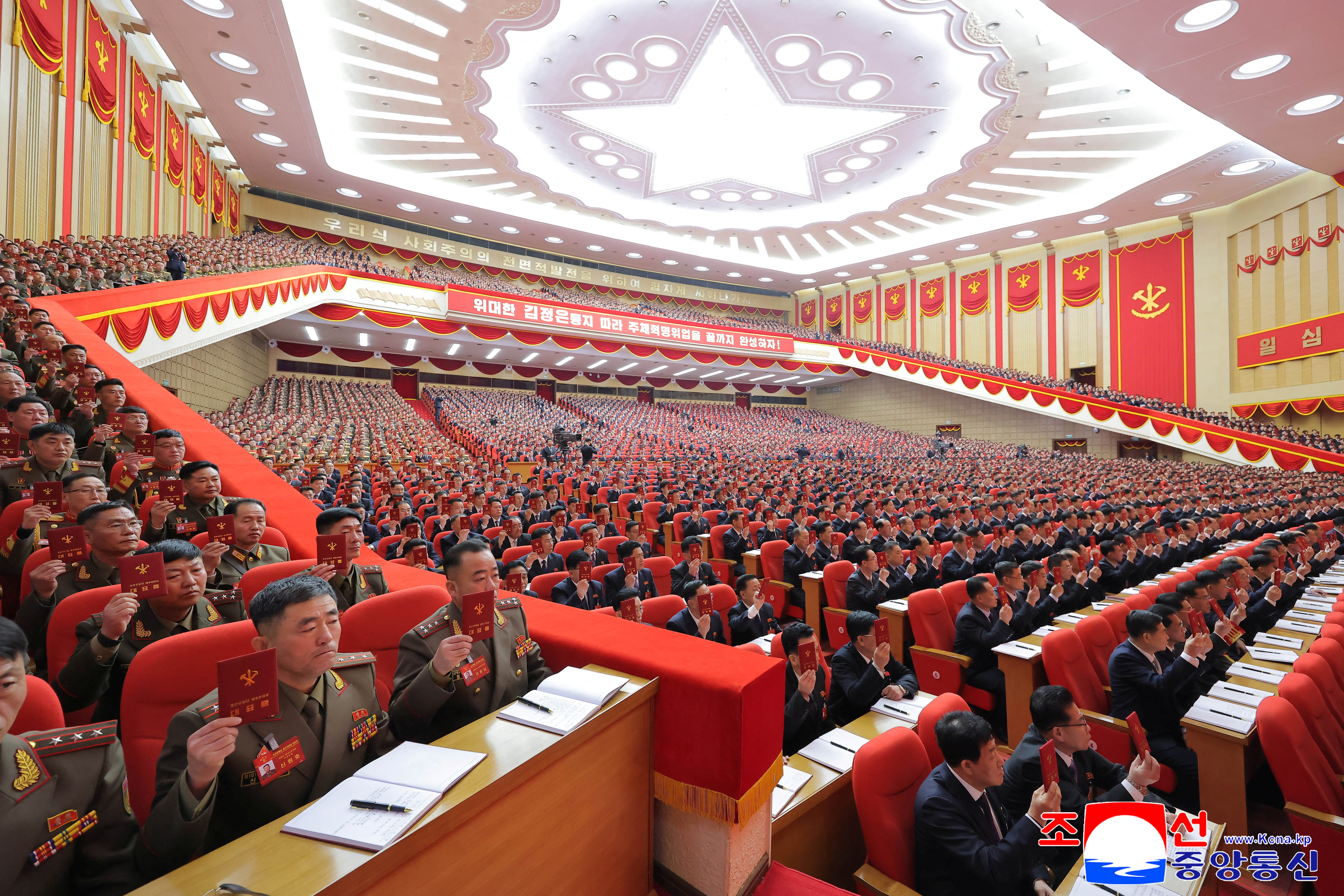 People attend the Ninth Congress of the Workers' Party of Korea (WPK) in Pyongyang, North Korea, February 19, 2026, in this picture released by North Korea's official Korean Central News Agency. KCNA via REUTERS ATTENTION EDITORS - THIS IMAGE WAS PROVIDED BY A THIRD PARTY. REUTERS IS UNABLE TO INDEPENDENTLY VERIFY THIS IMAGE. NO THIRD PARTY SALES. SOUTH KOREA OUT. NO COMMERCIAL OR EDITORIAL SALES IN SOUTH KOREA.