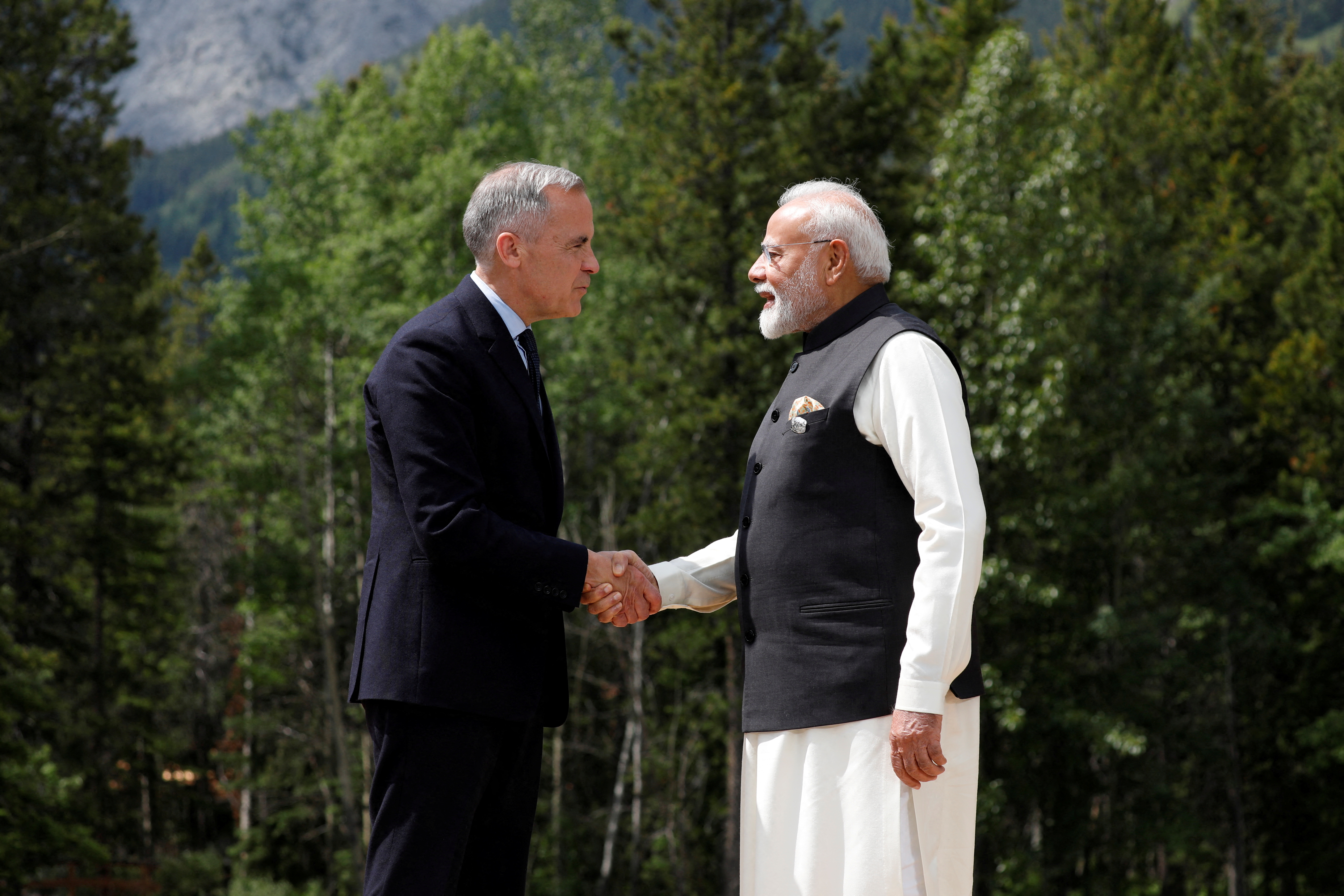 Canadian Prime Minister Mark Carney and India's Prime Minister Narendra Modi