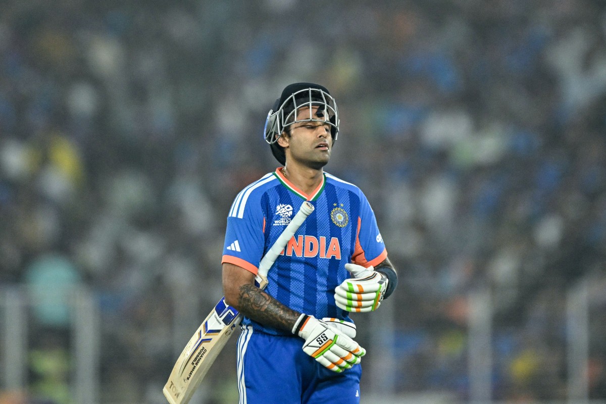 India's captain Suryakumar Yadav reacts.