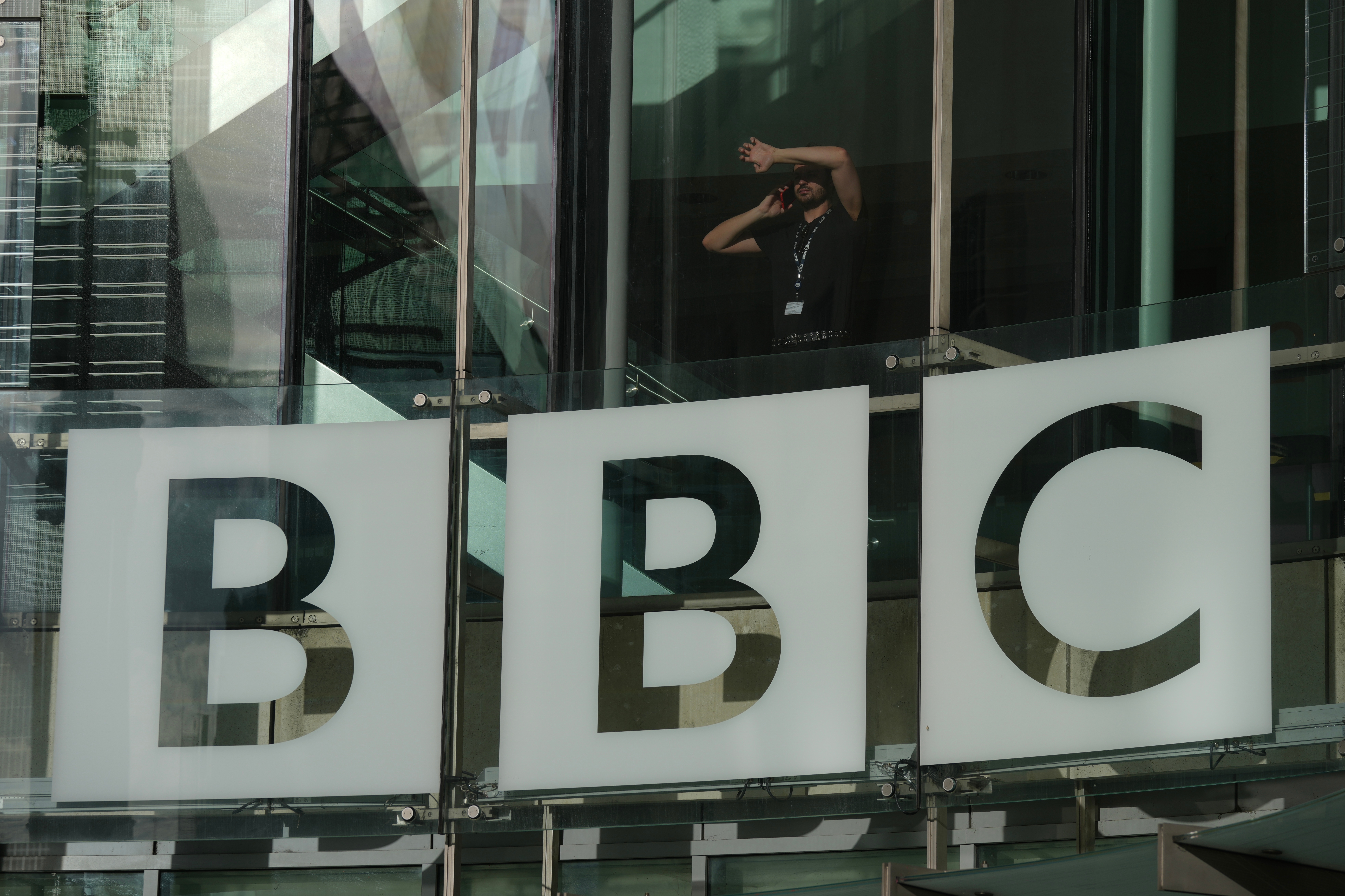 FILE - The logo outside the BBC Headquarters in London, Nov. 12, 2025. (AP Photo/Kin Cheung, File)