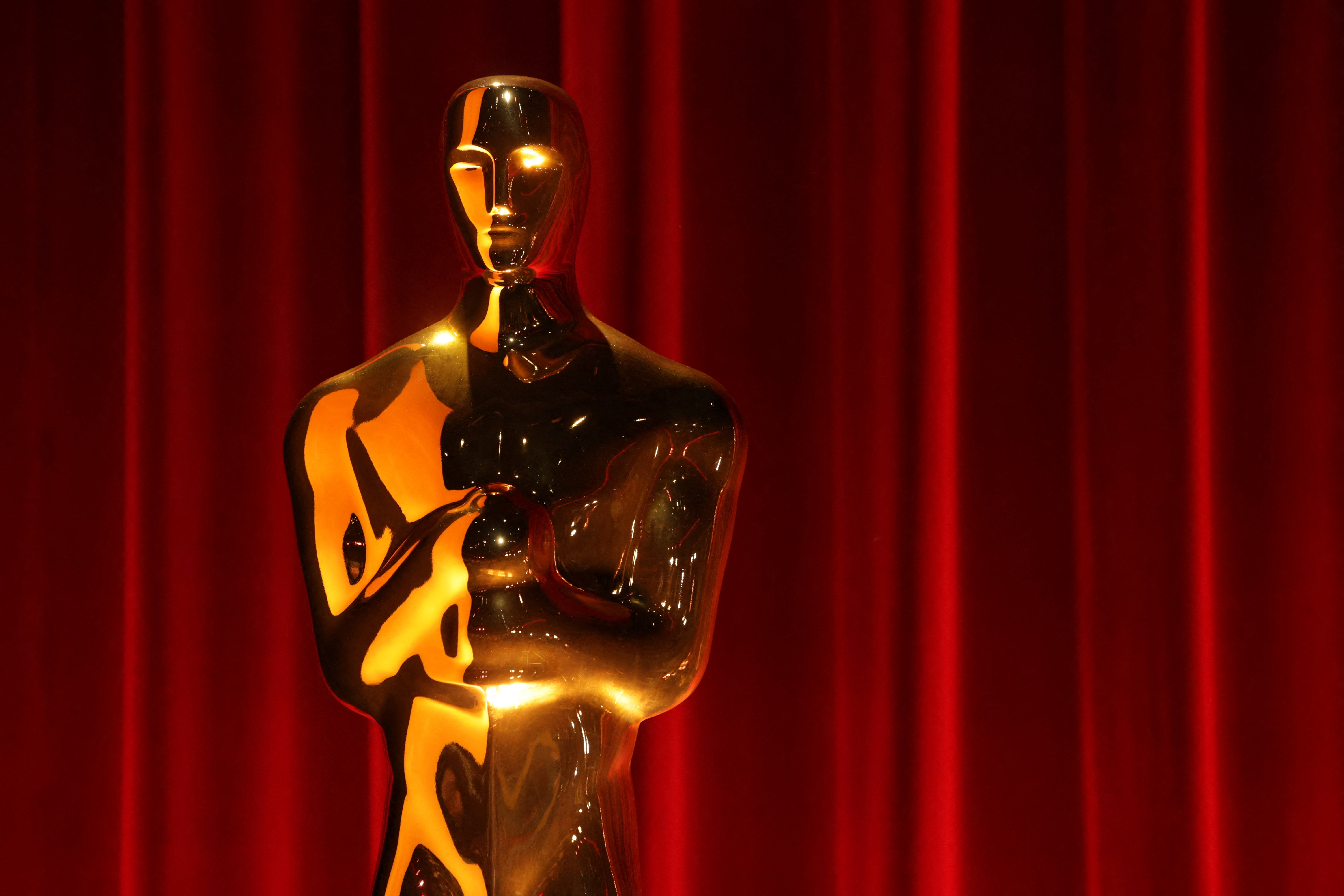 A large Oscar statue ahead of an event for the announcement of the nominees for the 98th Academy Awards