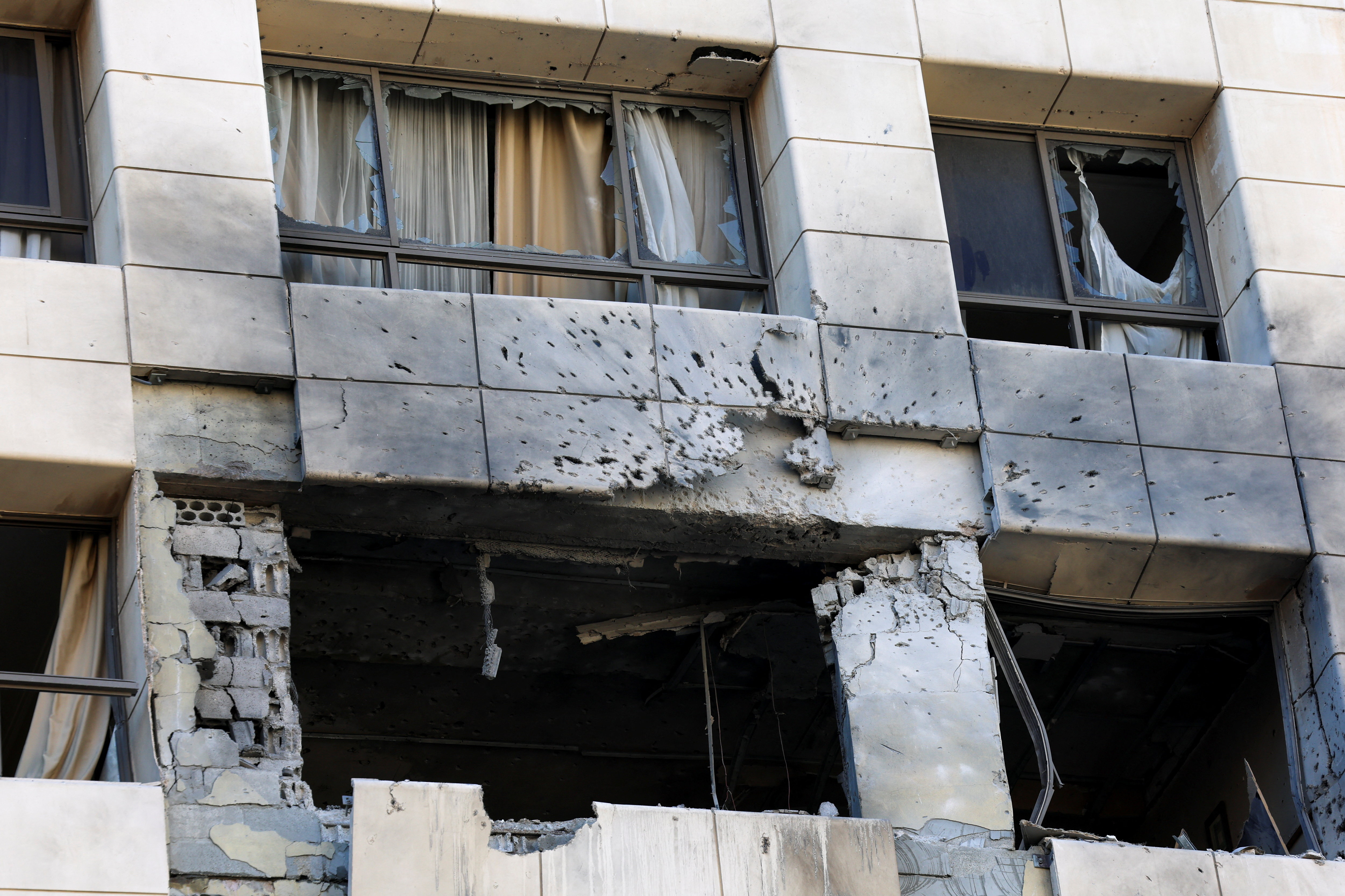 Damaged apartment in the Ramada Plaza hotel building