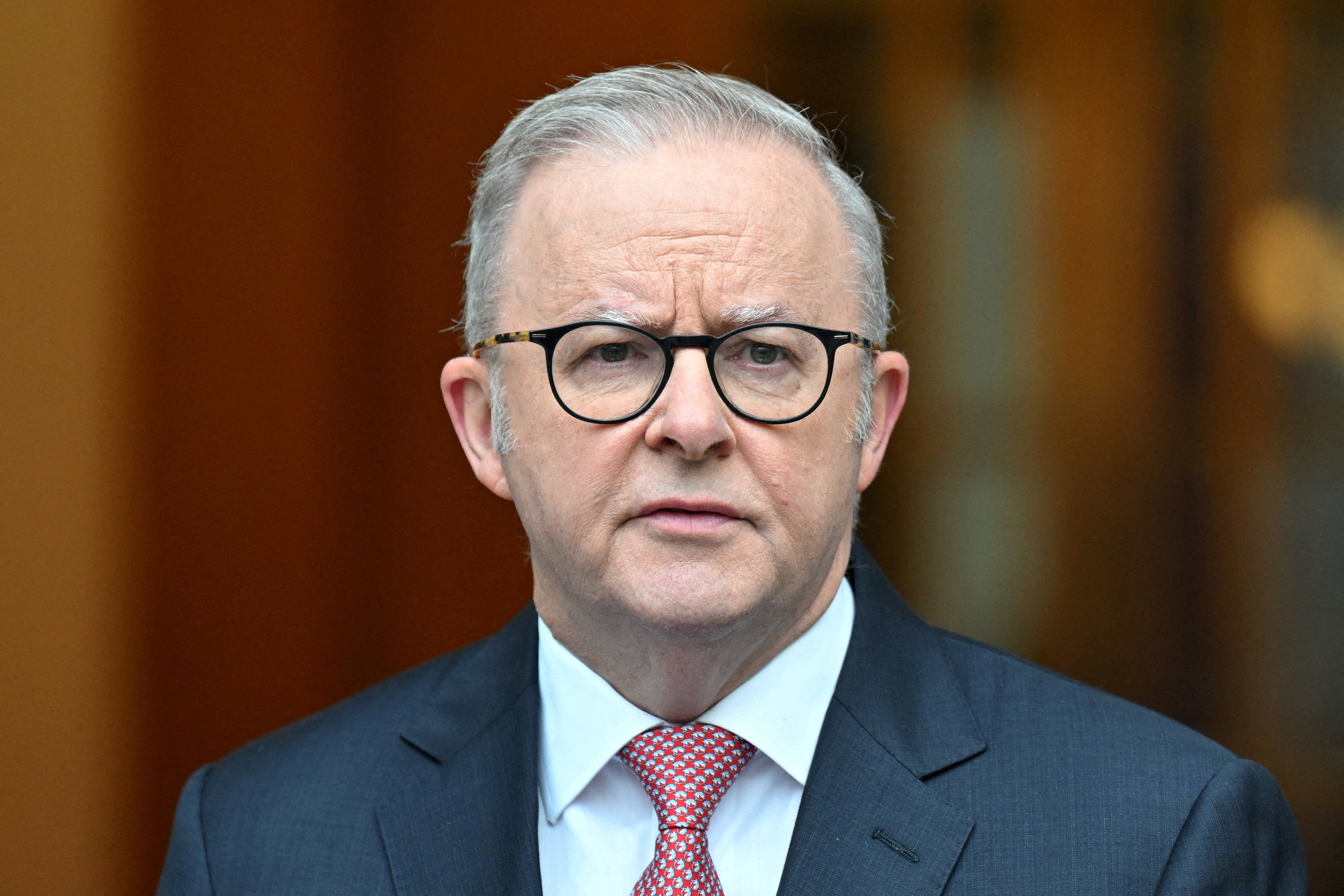 Australia's Prime Minister Anthony Albanese attends a press conference at Parliament House in Canberra, Australia, March 10, 2026. AAP Image/Mick Tsikas/via REUTERS ATTENTION EDITORS - THIS IMAGE WAS PROVIDED BY A THIRD PARTY. NO RESALES. NO ARCHIVE. AUSTRALIA OUT. NEW ZEALAND OUT. NO COMMERCIAL OR EDITORIAL SALES IN NEW ZEALAND. NO COMMERCIAL OR EDITORIAL SALES IN AUSTRALIA.