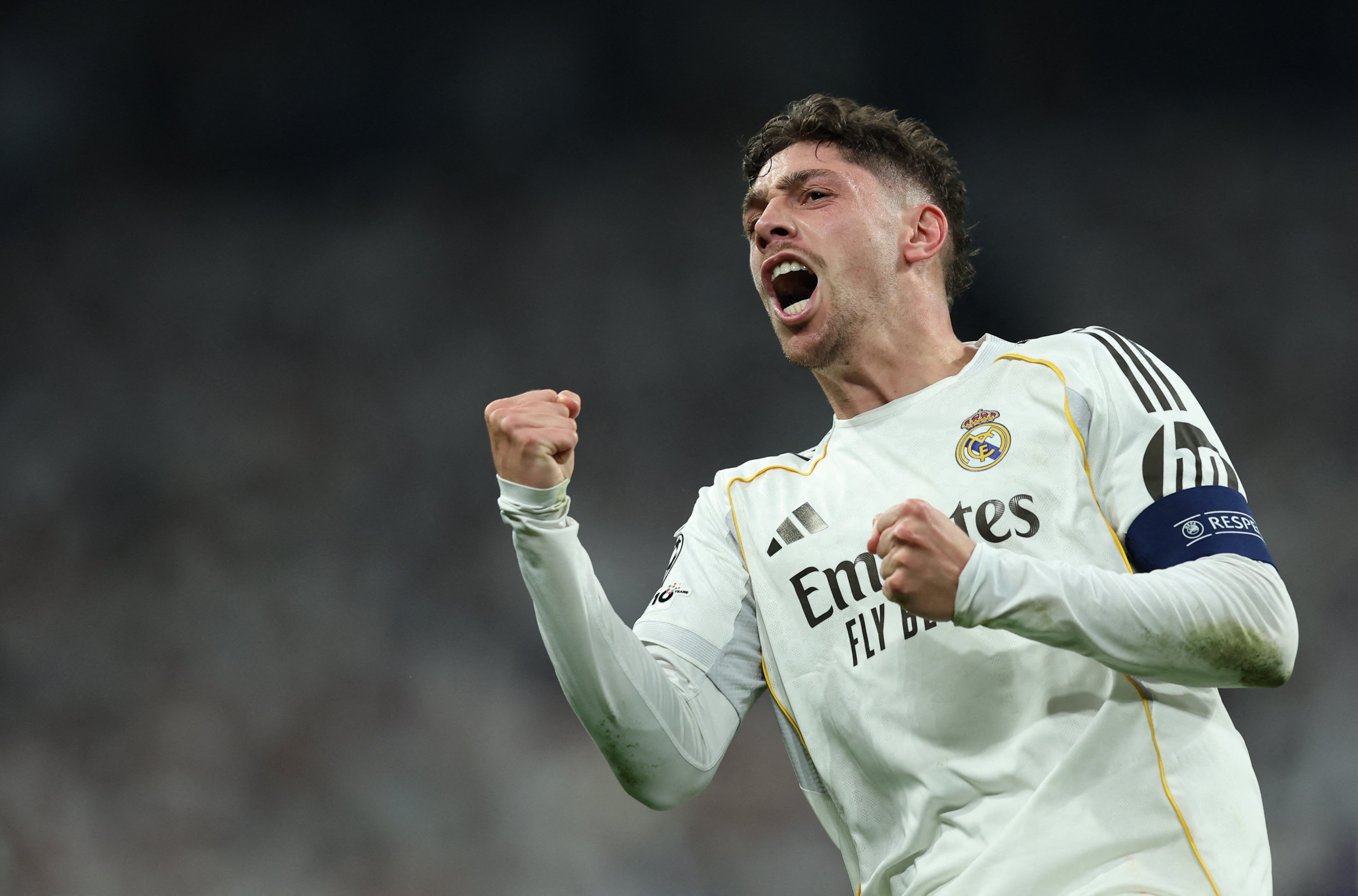 Real Madrid's Federico Valverde scores in the last La Liga match.