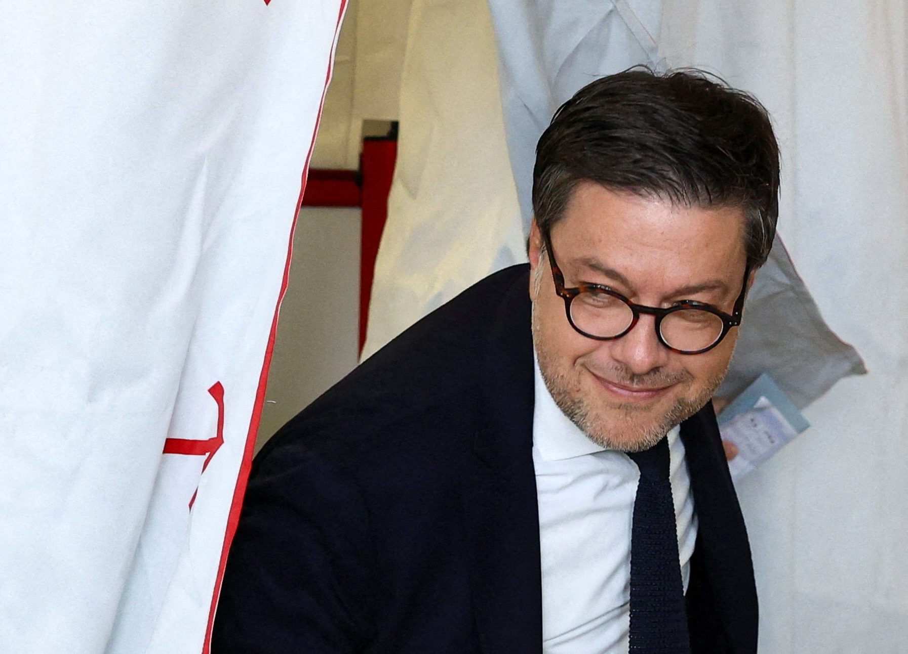 Marseille Mayor Benoit Payan, a candidate for re-election, supported by left wing parties, votes in the first round of the French municipal elections, at a polling station in Marseille, France, March 15, 2026. REUTERS/Manon Cruz TPX IMAGES OF THE DAY