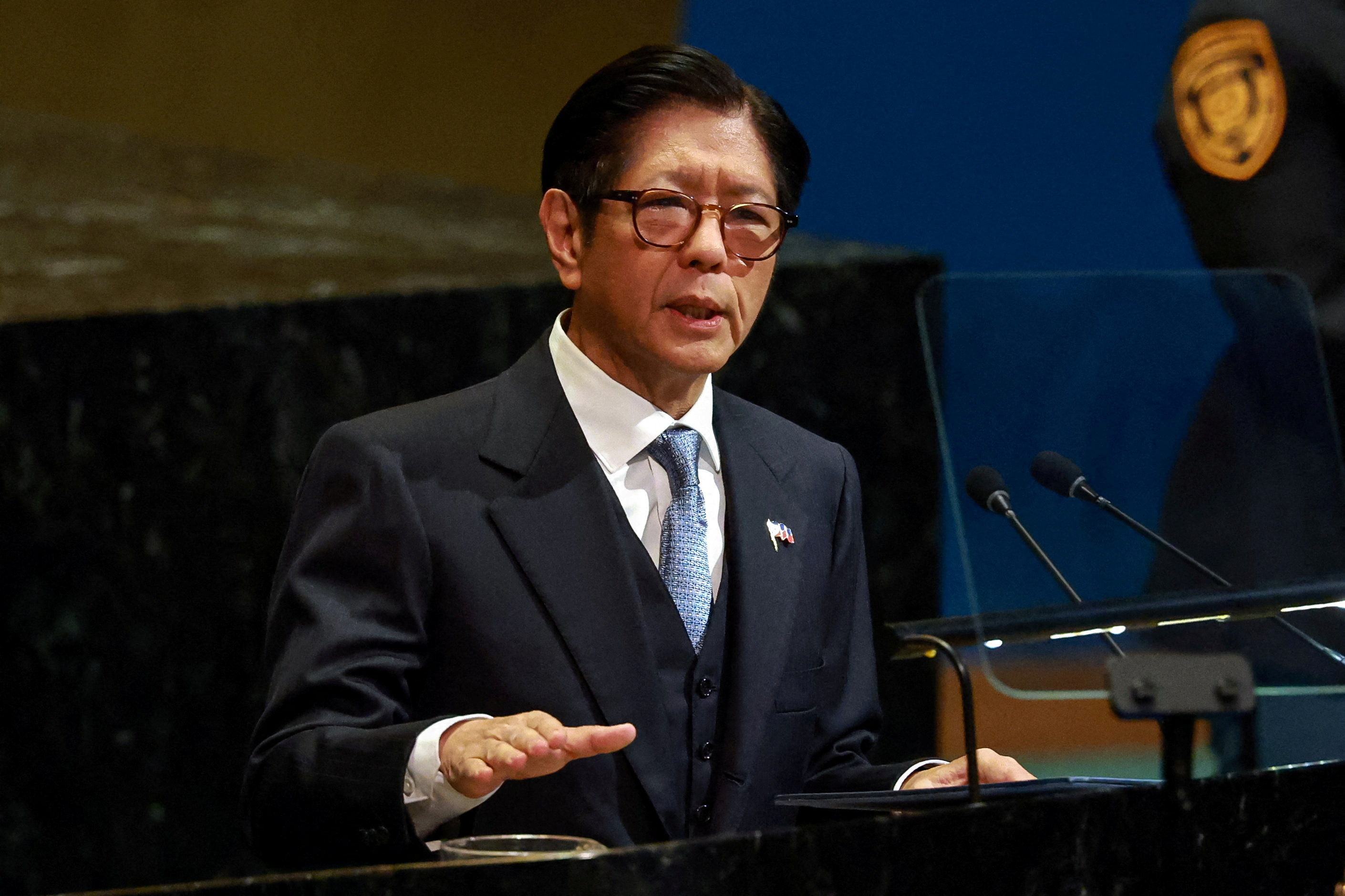 FILE PHOTO: Philippines President Ferdinand Marcos Jr. addresses the United Nations General Assembly at the U.N. headquarters in New York City, U.S., March 10, 2026. REUTERS/Brendan McDermid/File Photo