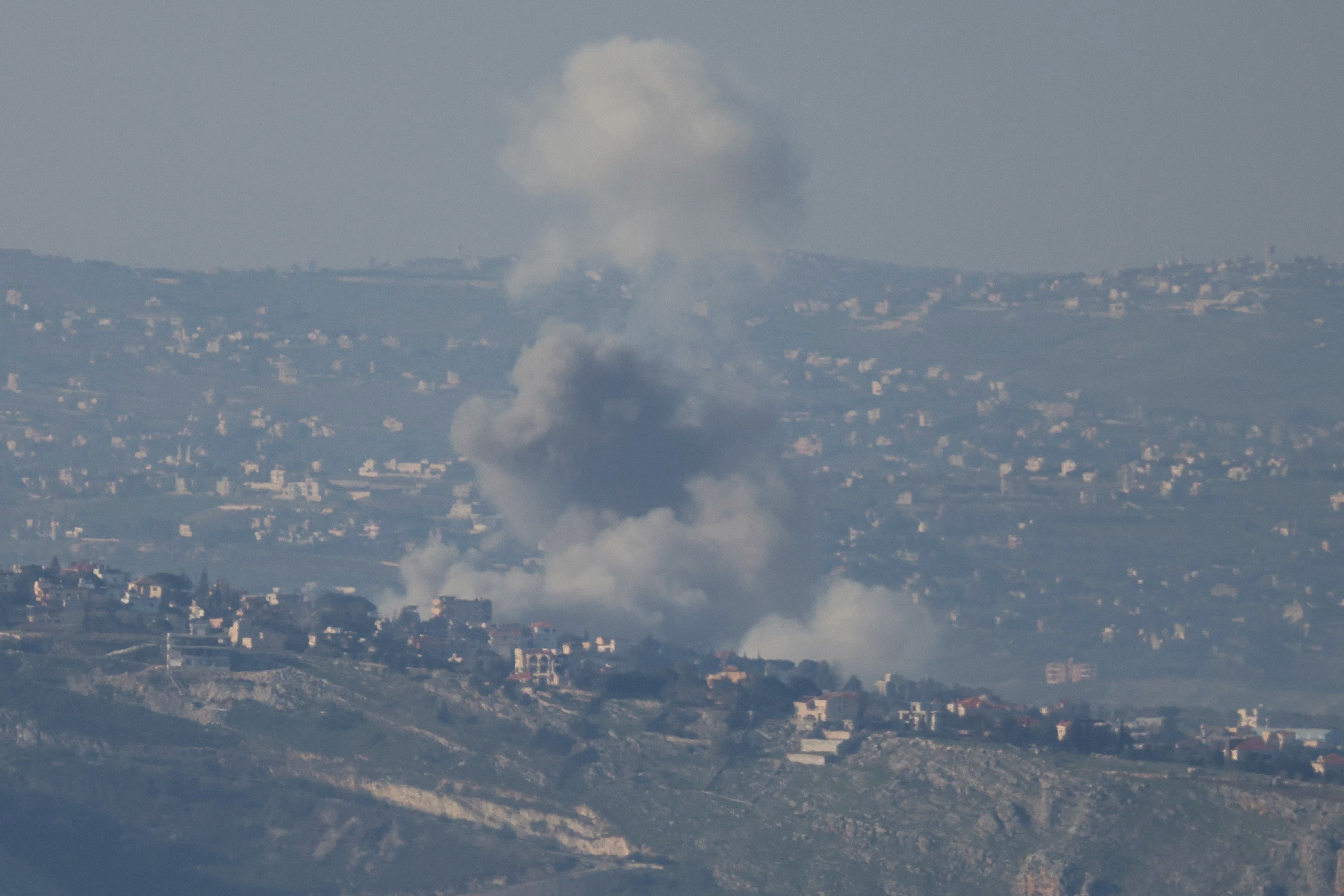 Smoke rises from the site of an Israeli airstrike in the southern Lebanese