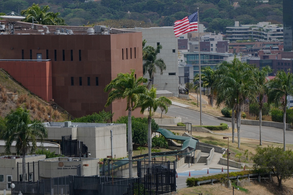The US flag over the embassy in Caracas