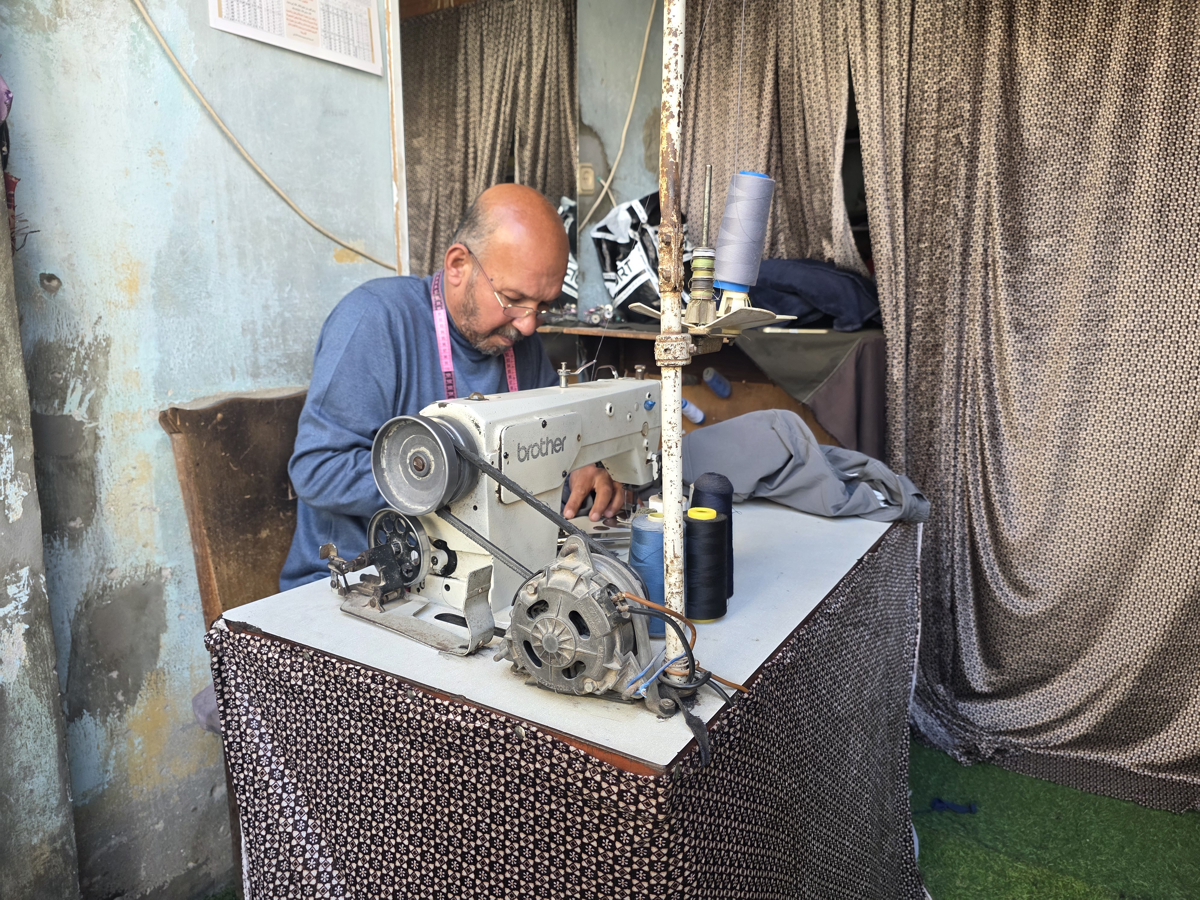 Mohammad Abdul Ghafour, 57, a Palestinian tailor in Khan Younis