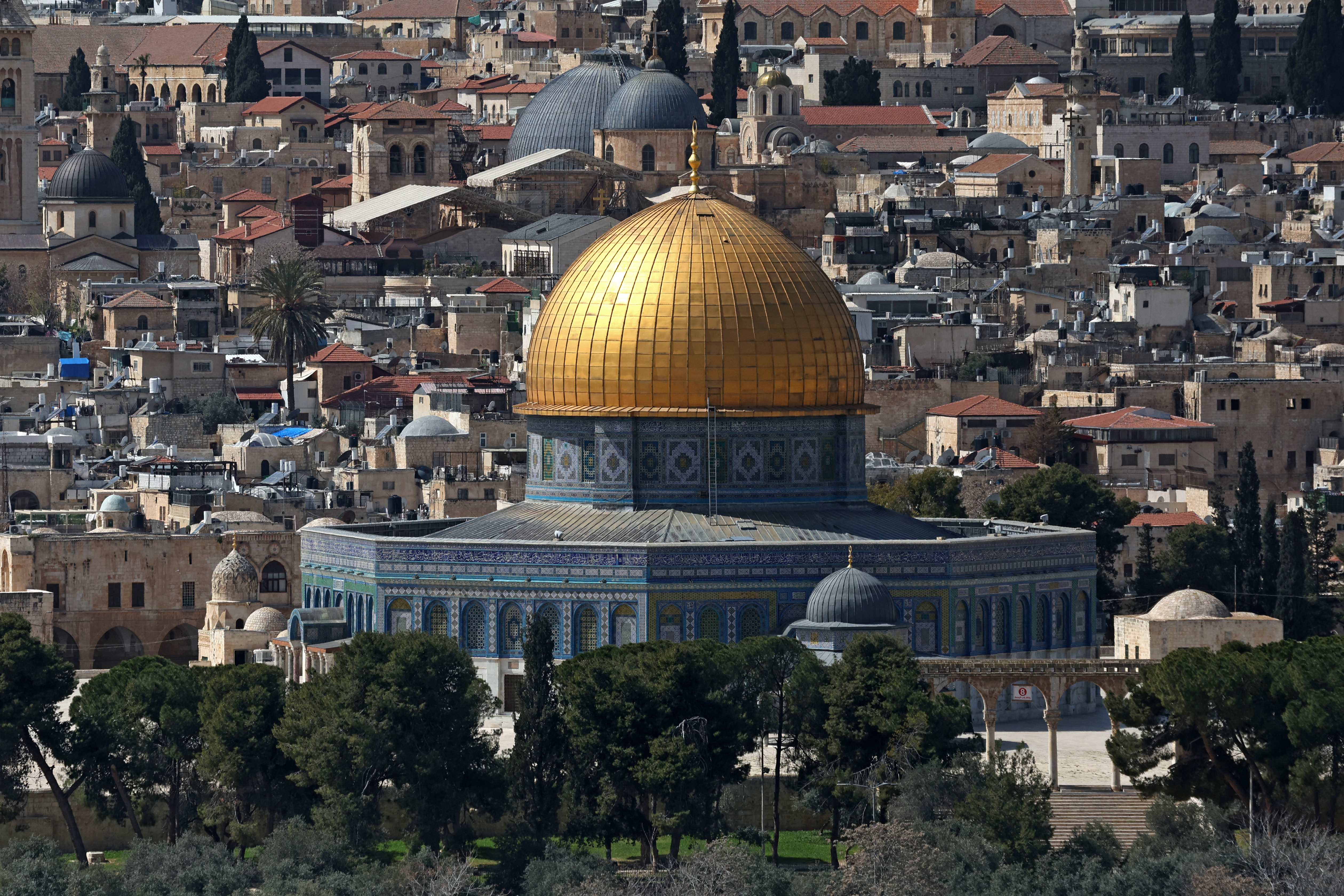 A view of the Aqsa Mosque is pictured in Old City of Jerusalem on March 6, 2026.