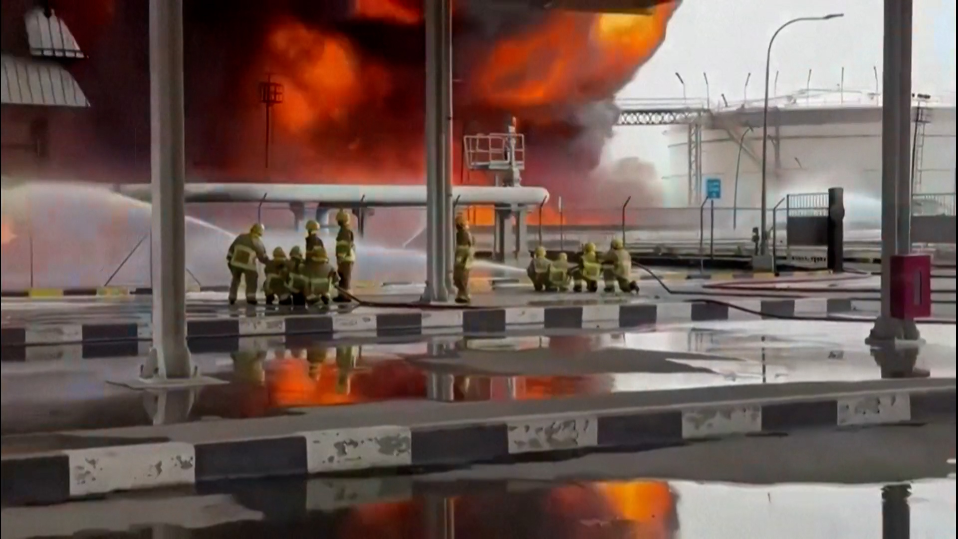 A screenshot from a Kuwait Army video shows major damage caused by suspected Iranian drone strikes at Kuwait International Airport in Kuwait on March 28, 2026. [Kuwait Army/AFP]