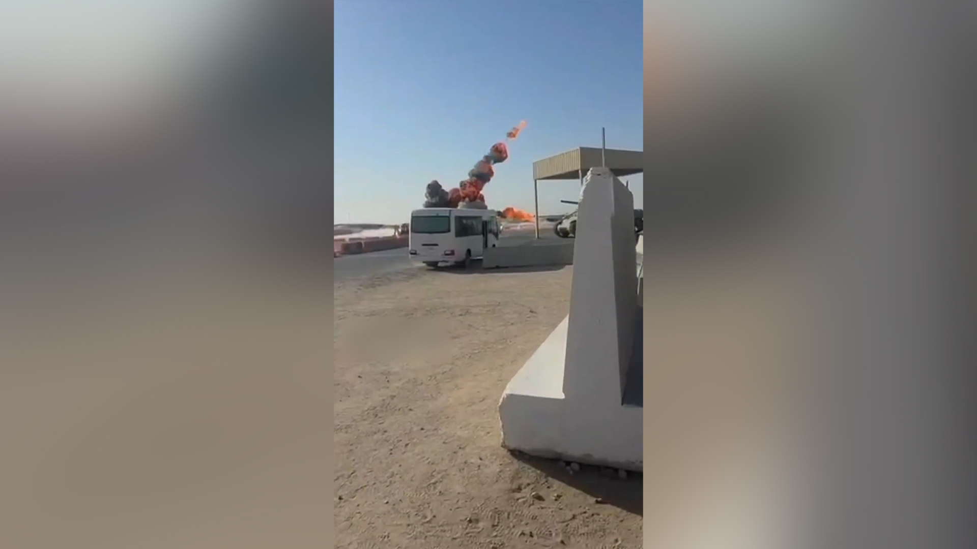 The moment an Iranian drone struck the US military’s Camp Buehring in northwestern Kuwait.