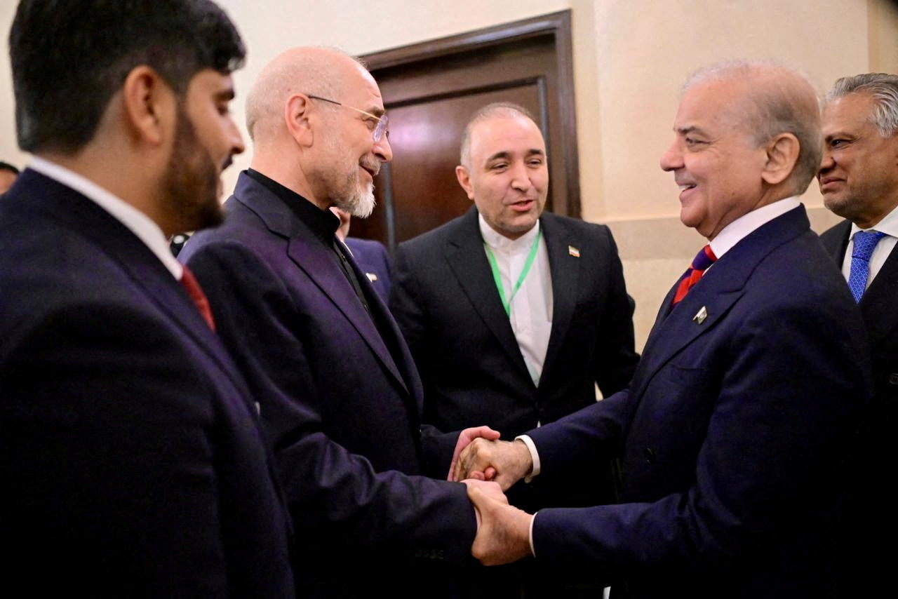Pakistani Prime Minister Shehbaz Sharif meets with Iranian Parliament Speaker Mohammad Bagher Ghalibaf, as delegations from the United States and Iran are expected to hold peace talks, in Islamabad, Pakistan, April 11, 2026. Pakistan's Prime Minister Office/Handout via REUTERS THIS IMAGE HAS BEEN SUPPLIED BY A THIRD PARTY. BEST QUALITY AVAILABLE. REFILE - ADDING NATIONALITY 'PAKISTANI PRIME MINISTER SHEHBAZ SHARIF'.