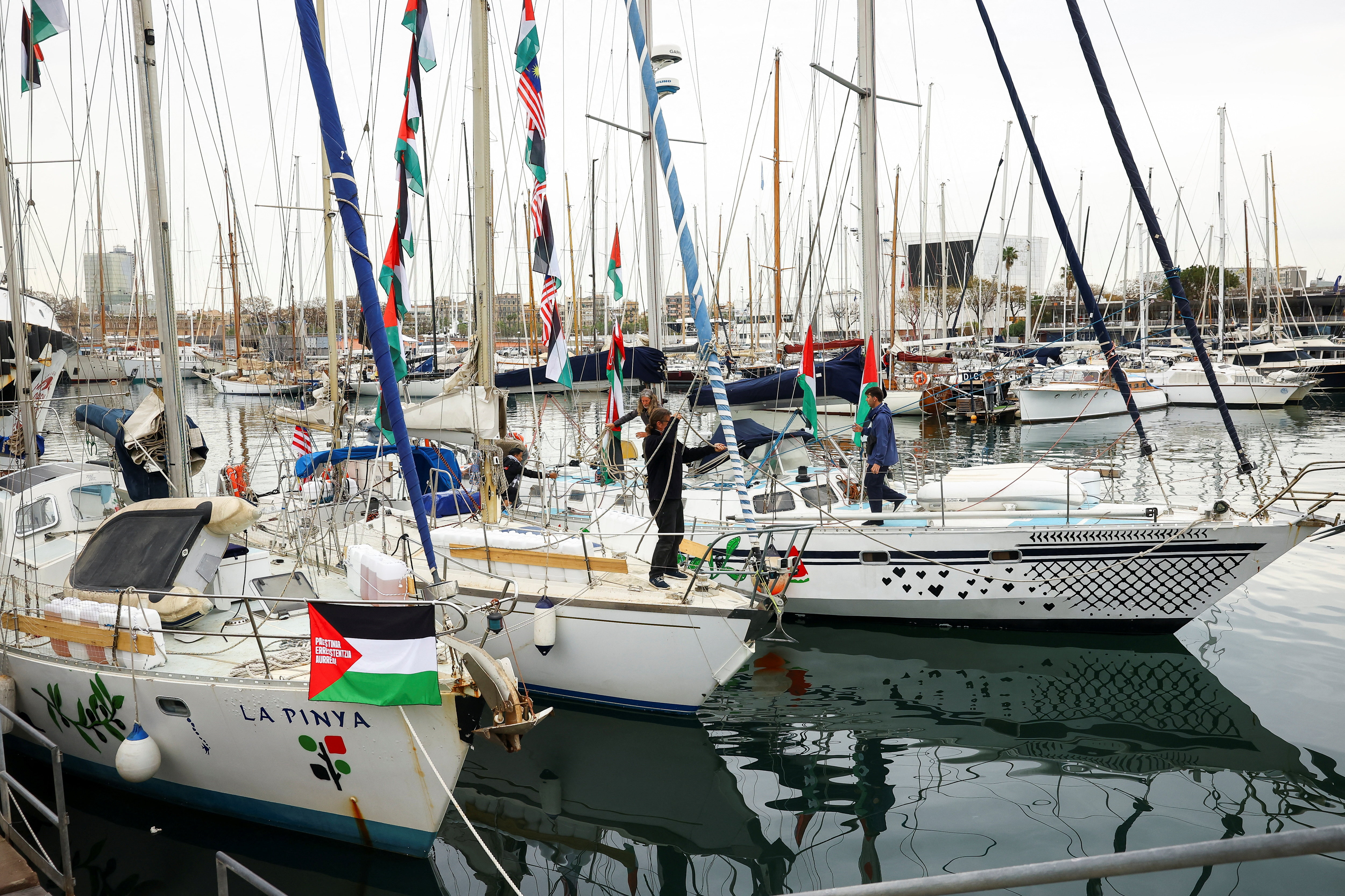 Humanitarian flotilla prepares to depart for Gaza, from Barcelona, Spain, April 12, 2026. REUTERS/Albert Gea