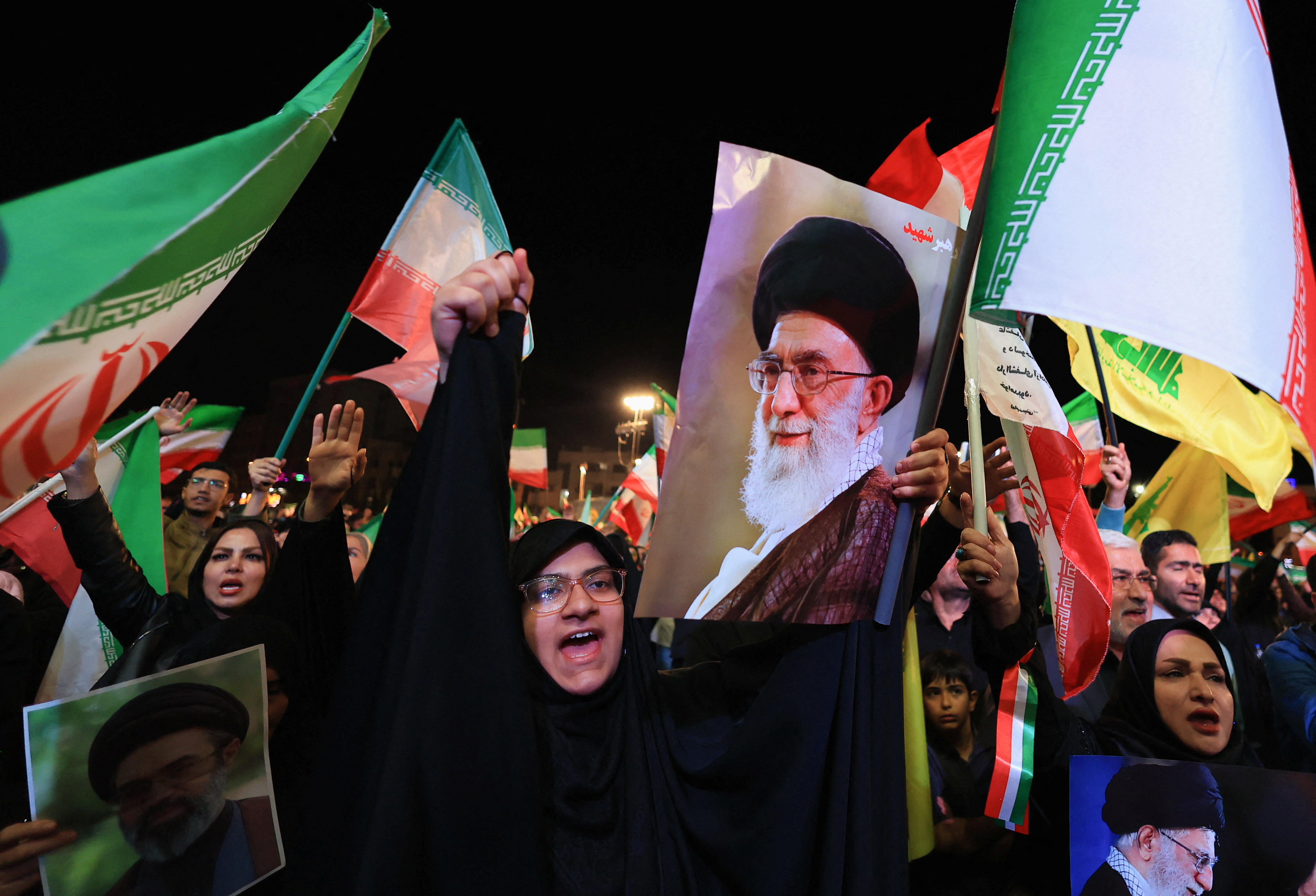 People take part in a rally at Enghelab Square in Tehran, Iran, April 15, 2026. [Thaier Al-Sudani/Reuters]
