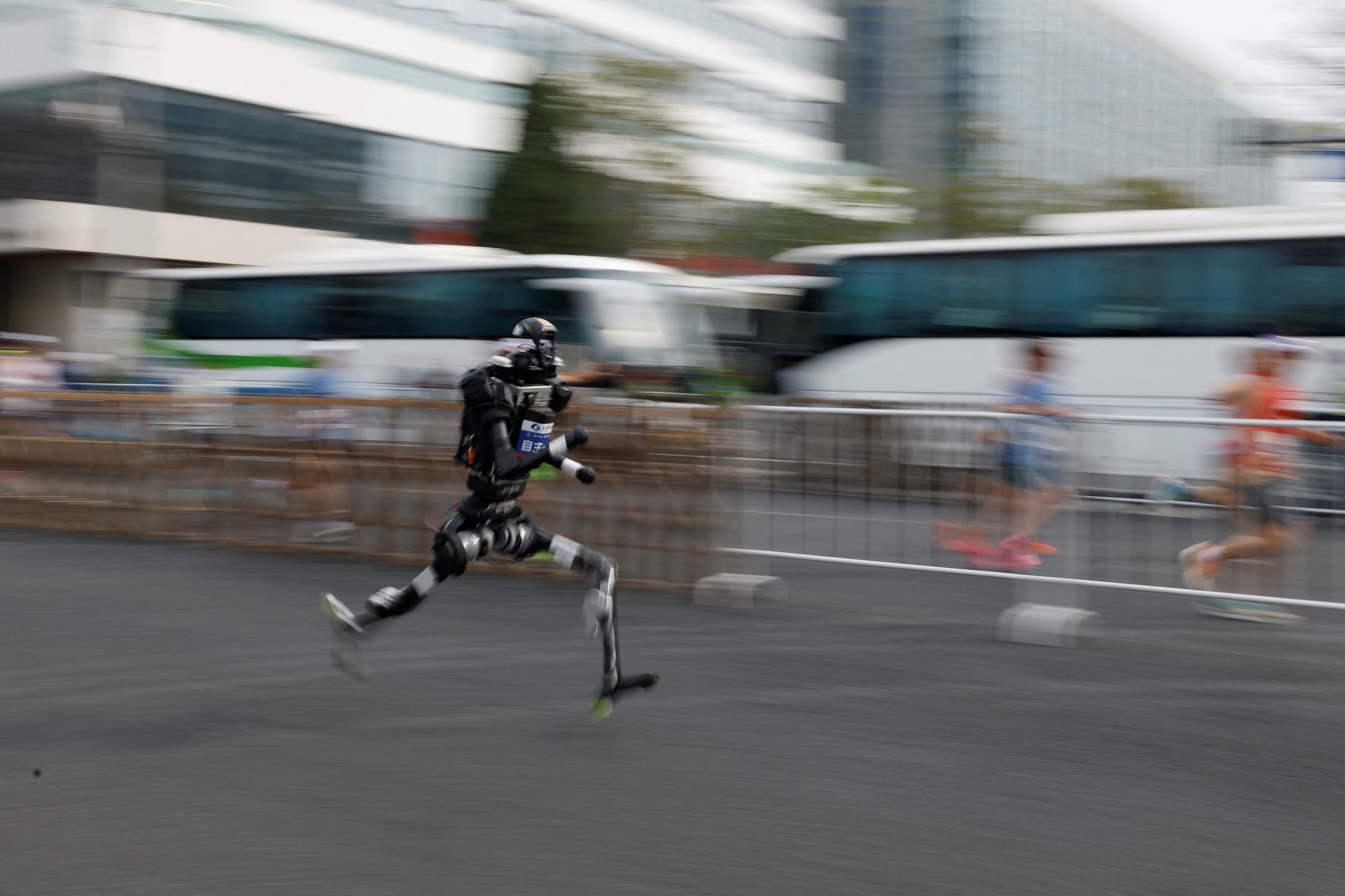 Humanoid robot in action.