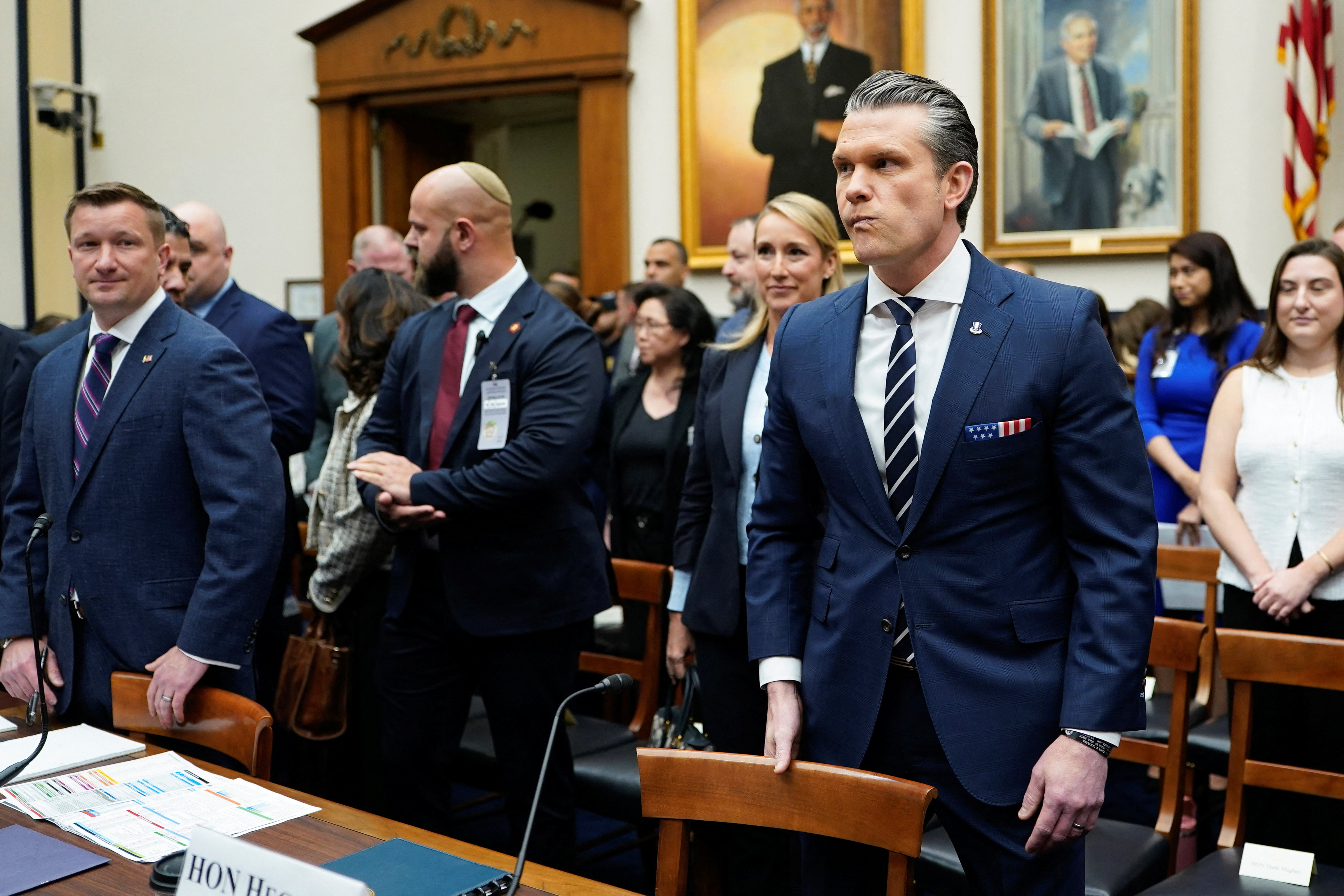US Defense Secretary Pete Hegseth walks to attend a House Armed Services Committee hearing on the Department of Defense’s FY27 budget request, on Capitol Hill in Washington, DC, April 29, 2026