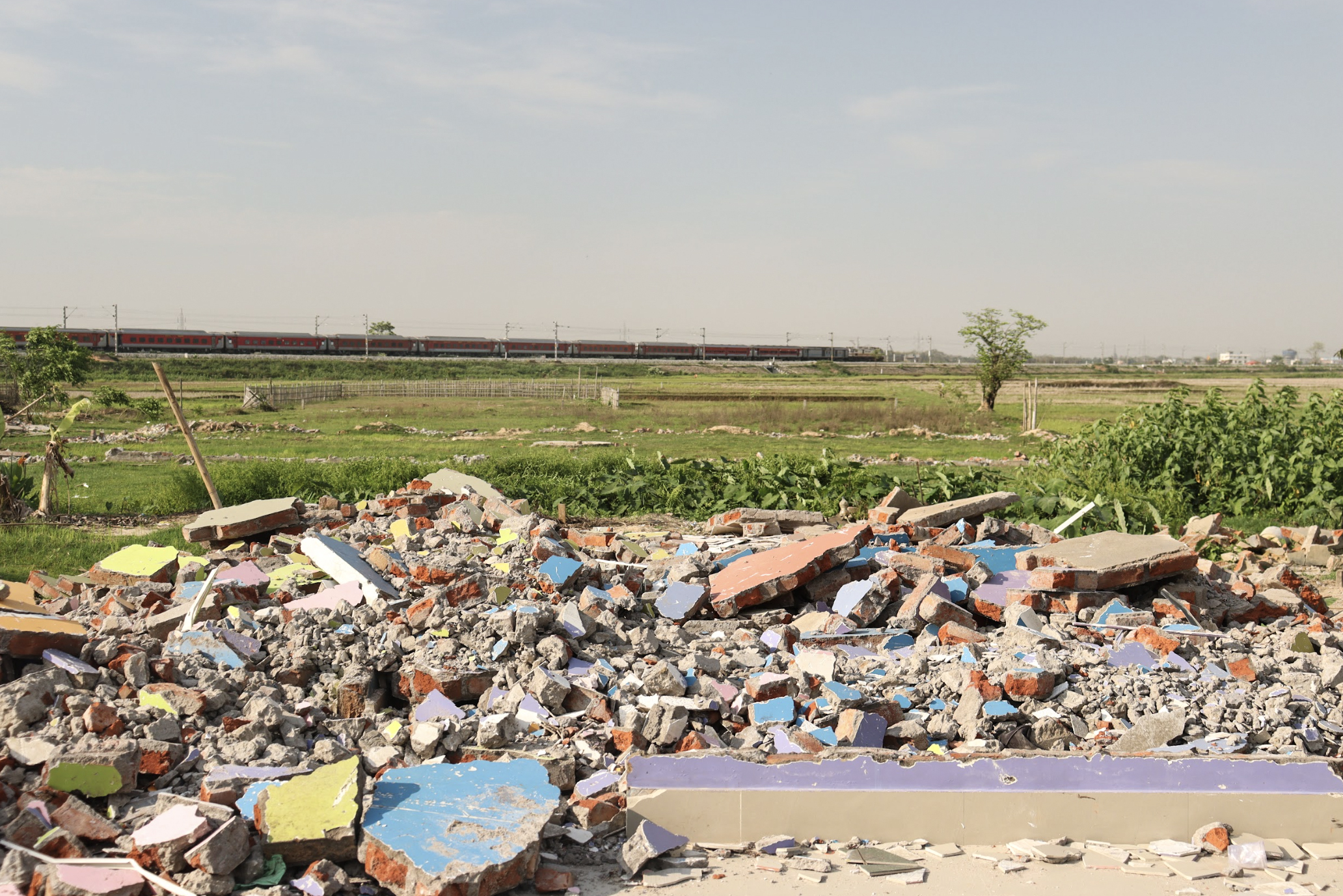 The ruins of Akram Ali’s house after it was demolished in Bongora