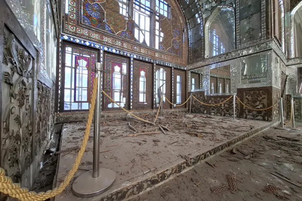 The aftermath of the bombing that struck the Gulistan Palace