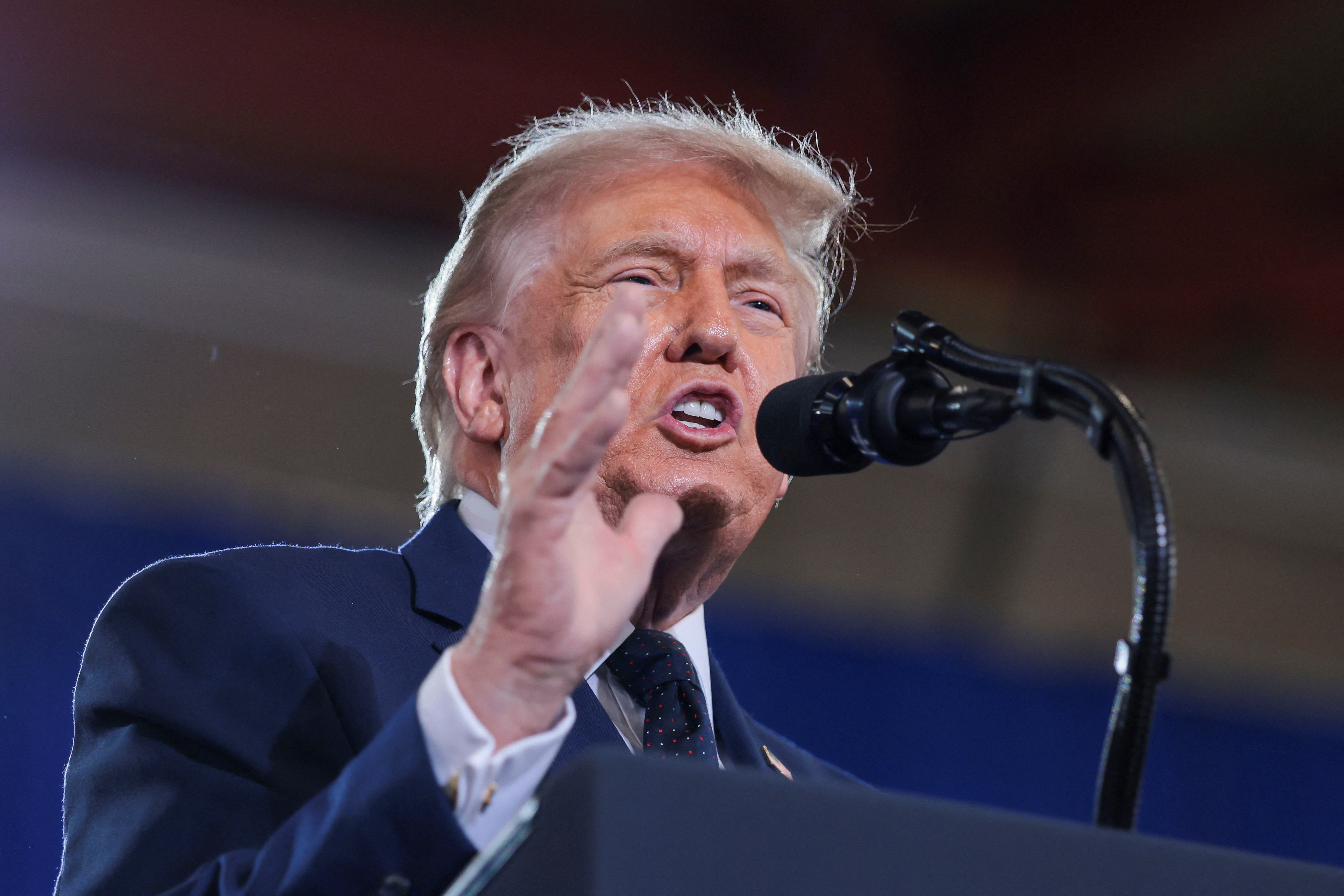 U.S. President Donald Trump delivers remarks at Rockland Community College in Suffern, New York, US, May 22, 2026.[Kylie Cooper/Reuters]