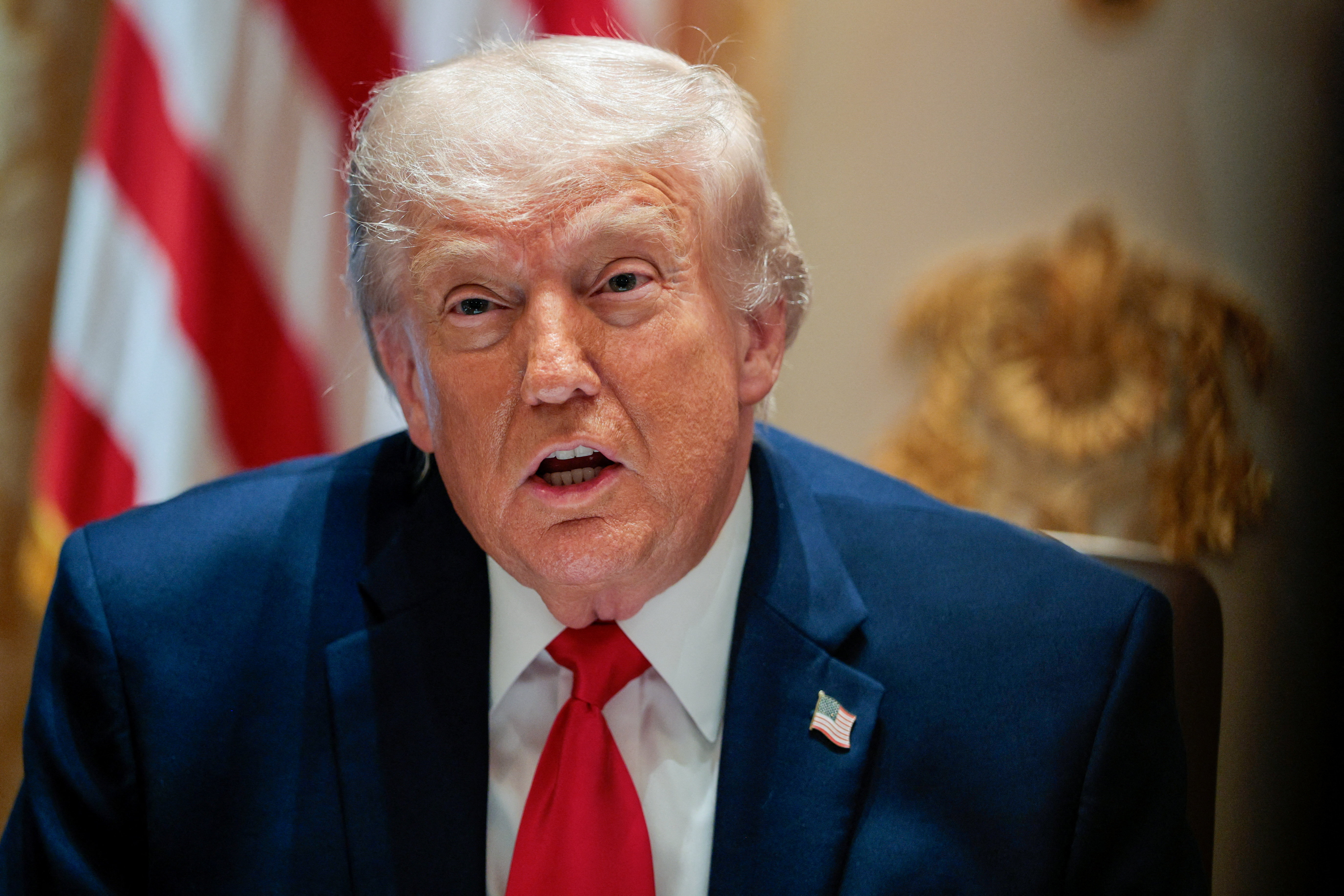 US President Donald Trump speaks during a cabinet meeting in the Cabinet Room at the White House, in Washington, D.C., US, May 27, 2026. [Evan Vucci/Reuters]