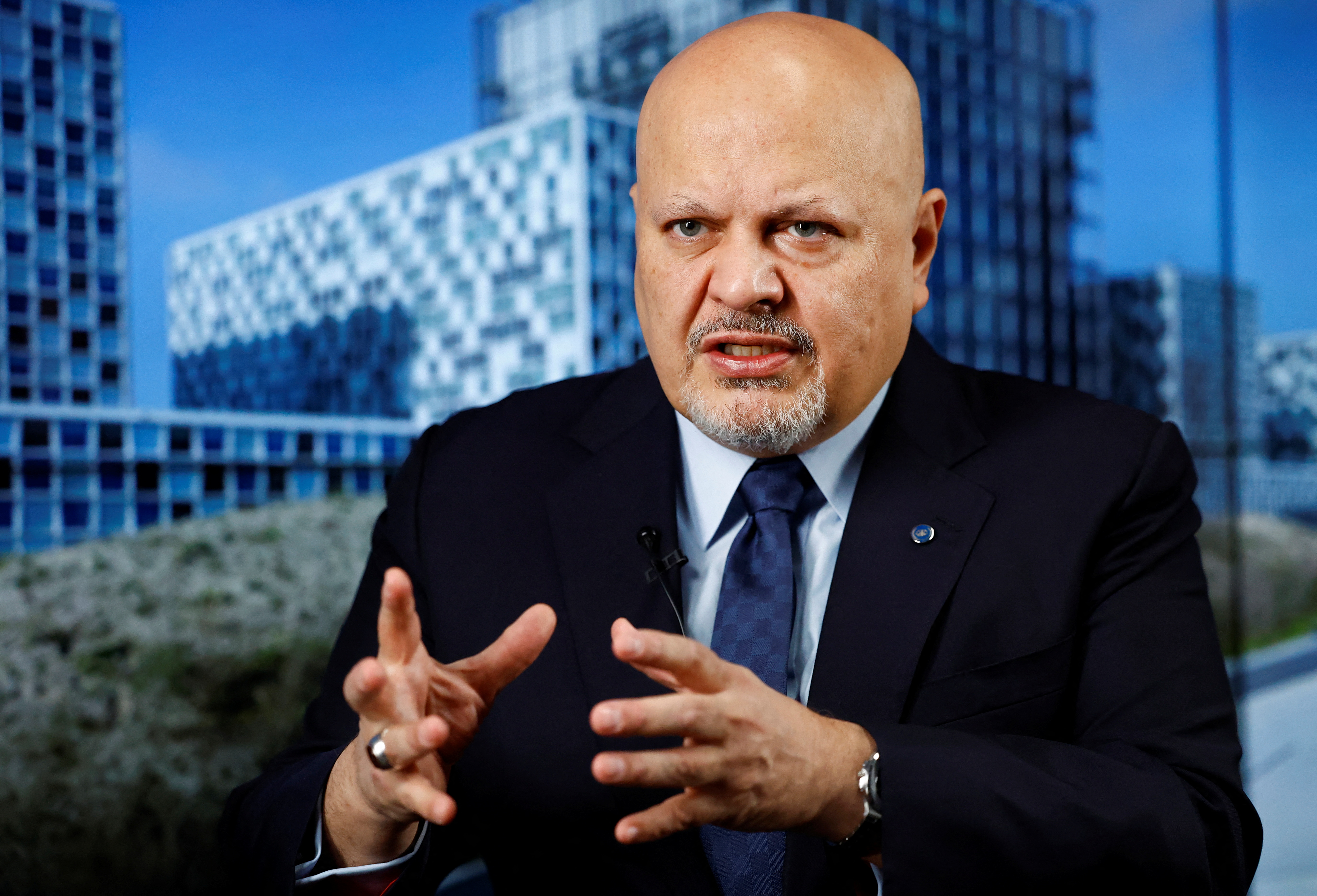 International Criminal Court (ICC) Prosecutor Karim Khan talks during an interview with Reuters in The Hague, Netherlands January 16, 2025.