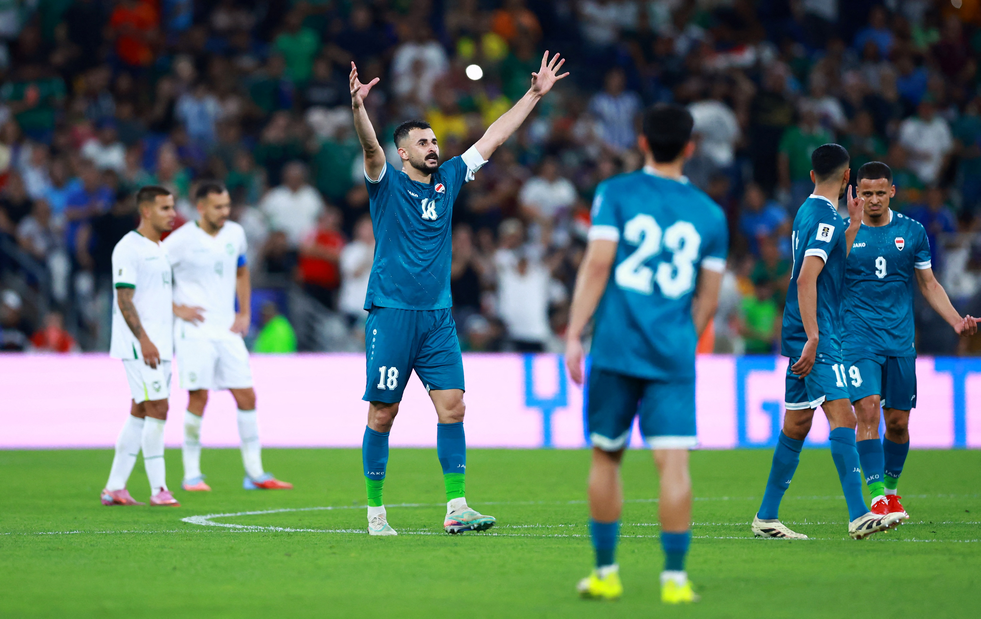 Iraq’s Aymen Hussein celebrates after scoring the winning goal against Bolivia at the FIFA World Cup – Inter-Confederation Playoffs Final at Estadio Monterrey, Monterrey, Mexico, March 31, 2026