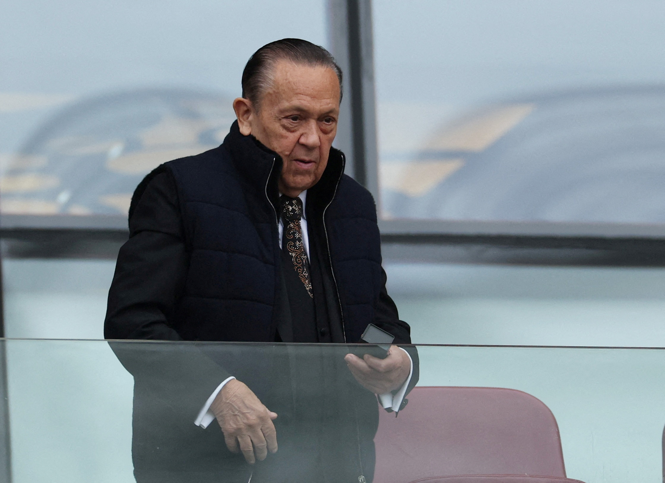 West Ham United chairman David Sullivan in the stands before the match