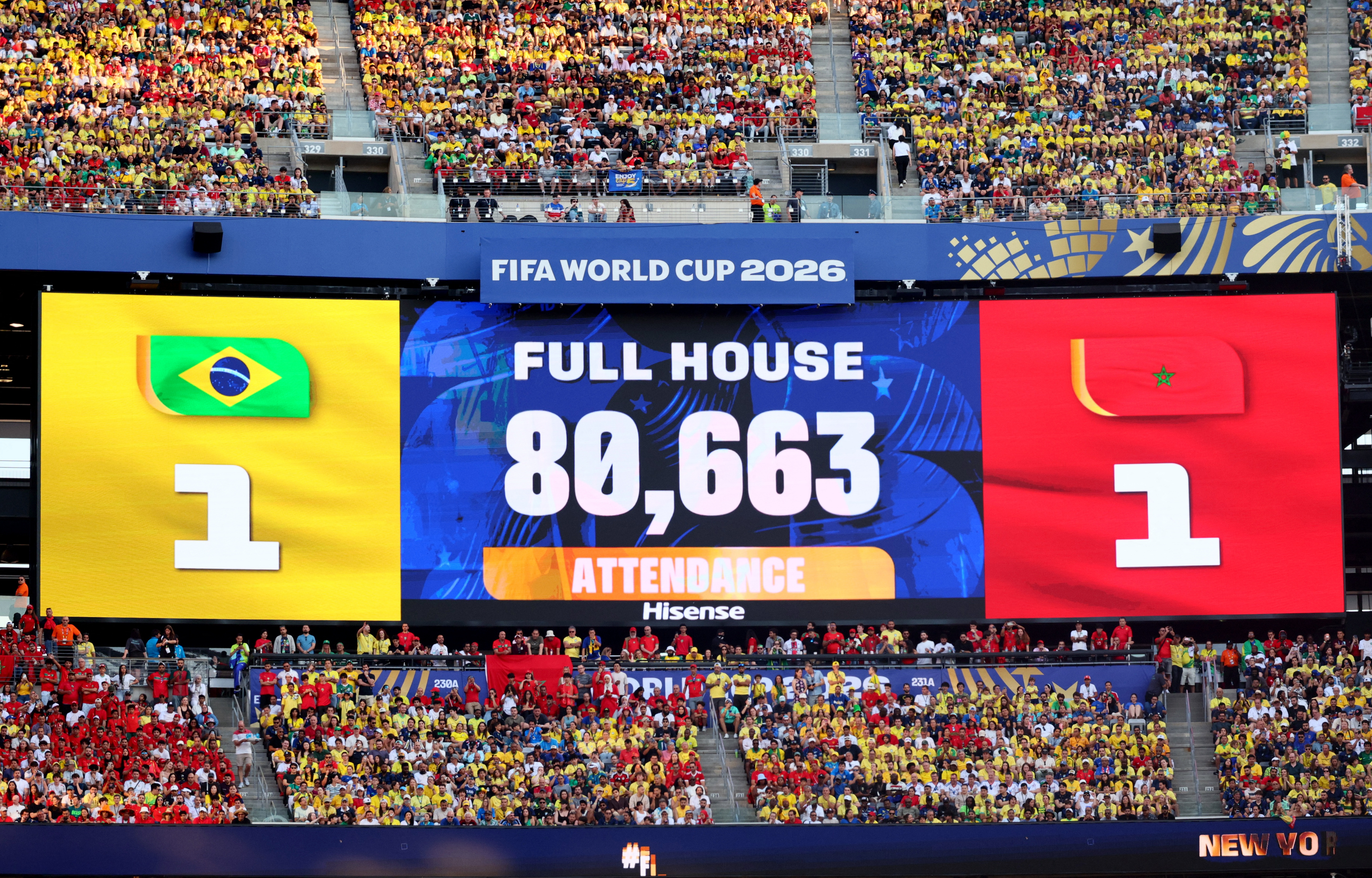 Attendance at the match was near capacity