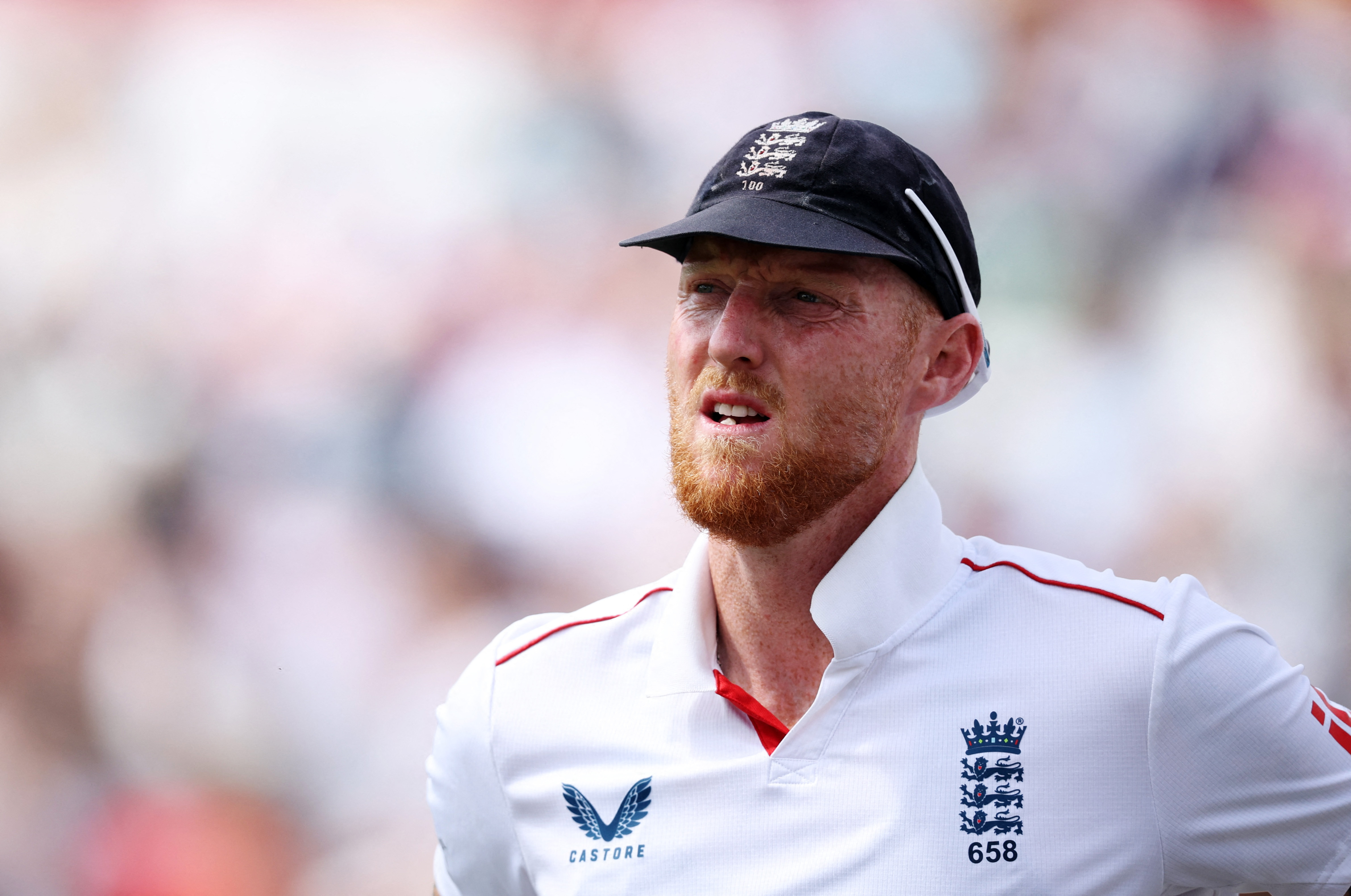 Ben Stokes reacts.