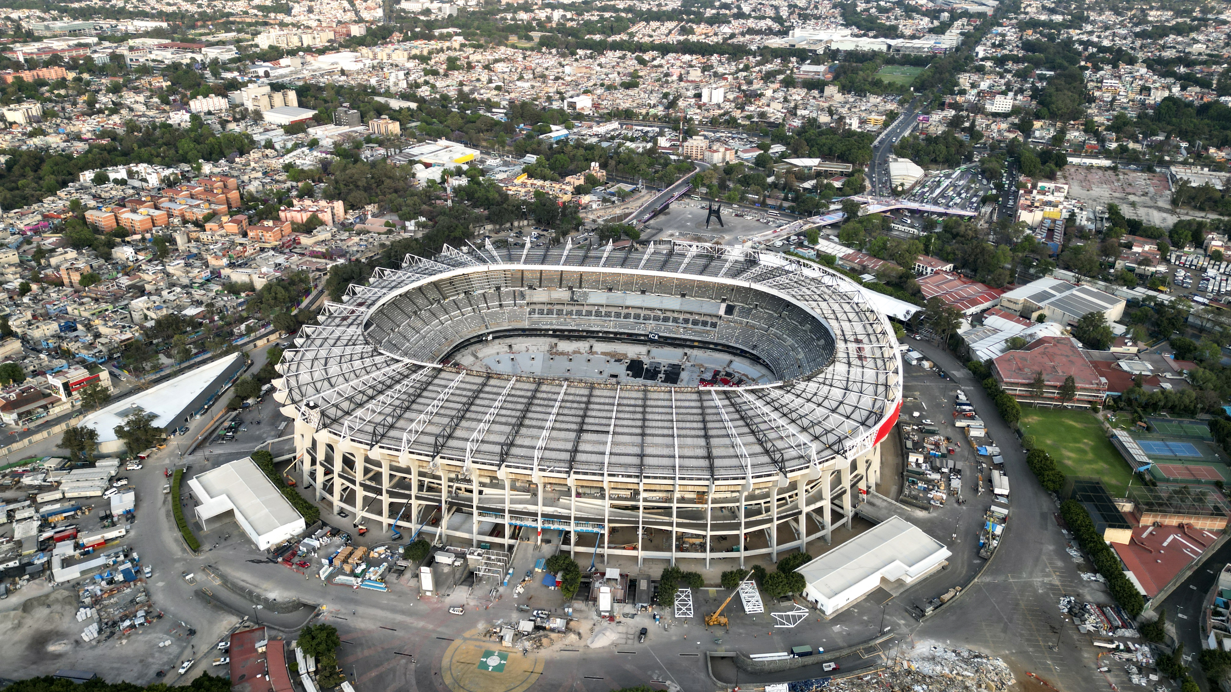 This aerial view shows the Banorte stadium (formerly known as Azteca).