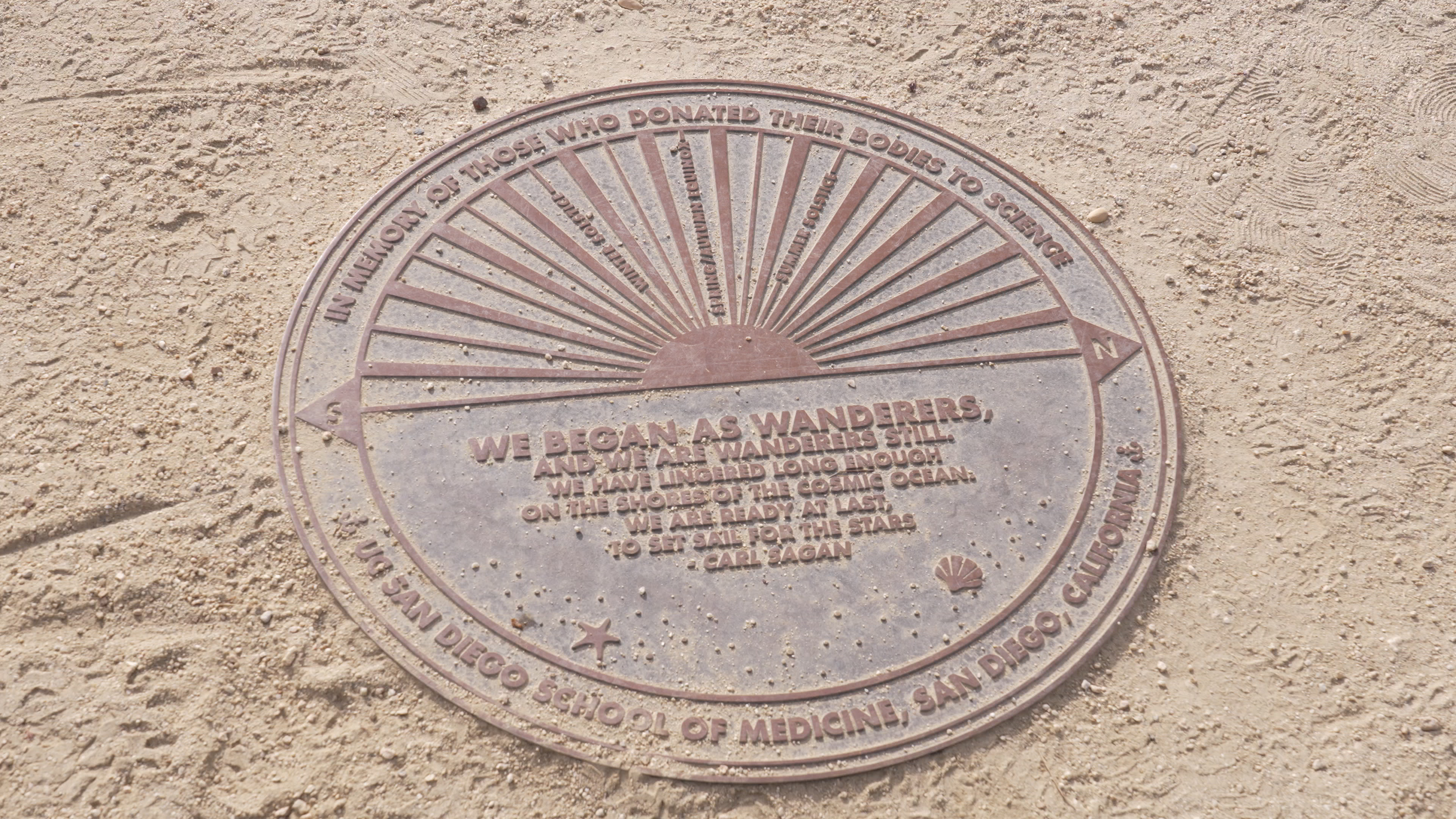 A commemoration plaque for body donors at UC San Diego