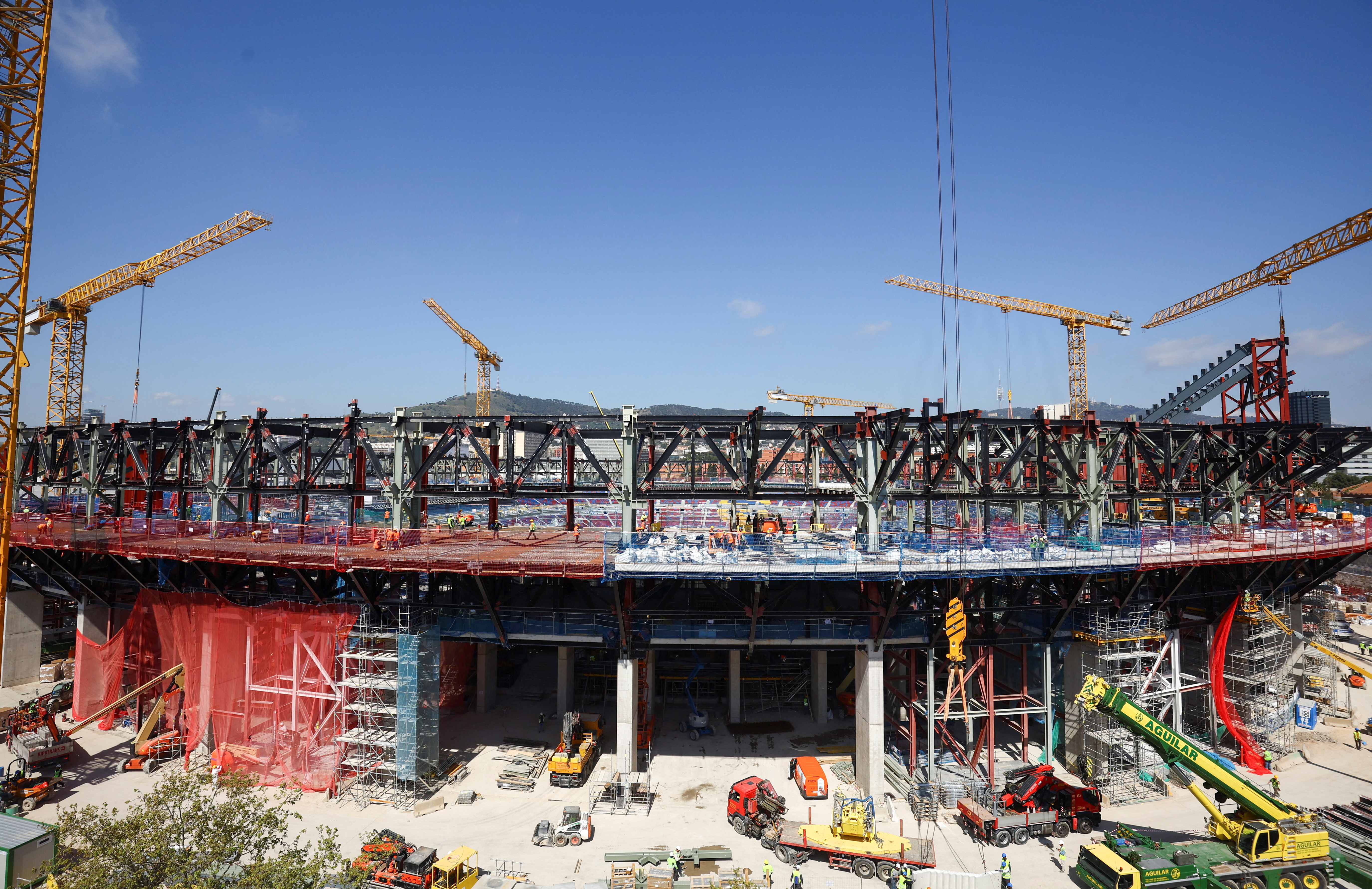 A general view as construction work continues on Camp Nou in Barcelona