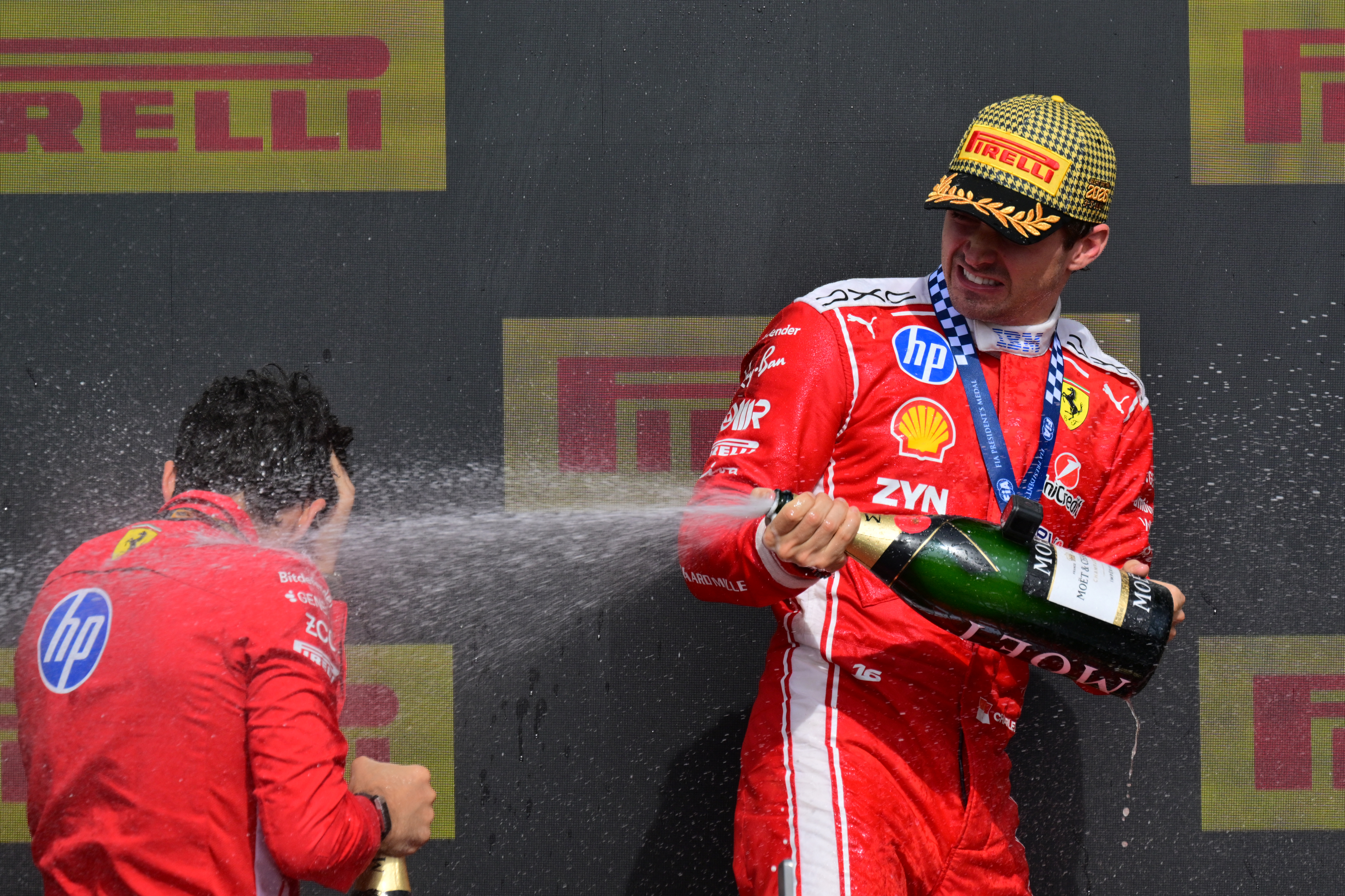 Charles Leclerc reacts.