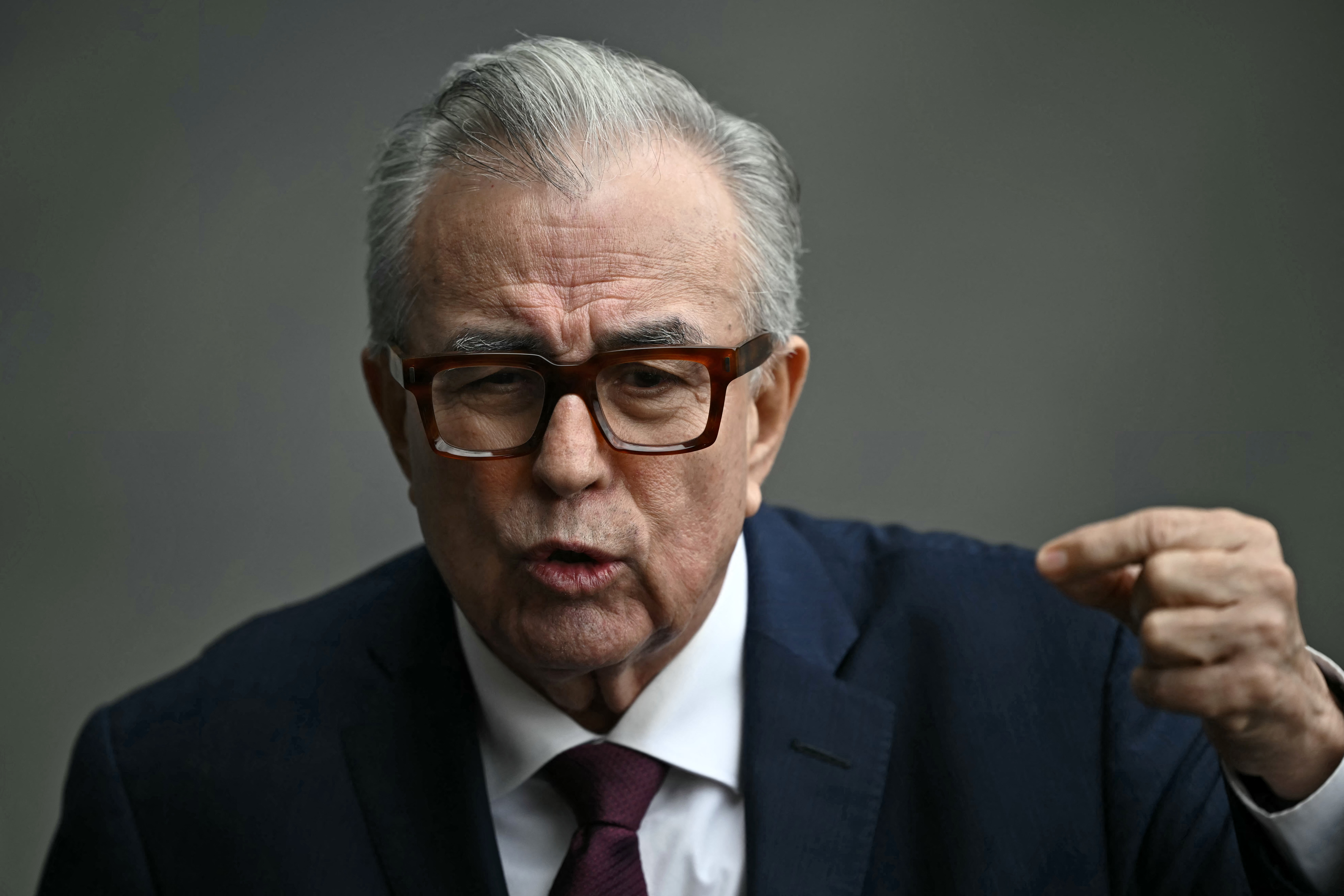 (FILES) Governor of Sinaloa Ruben Rocha Moya speaks while leaving the inauguration ceremony of Mexico's new President Claudia Sheinbaum at the Congress of the Union in Mexico City on October 1, 2024.