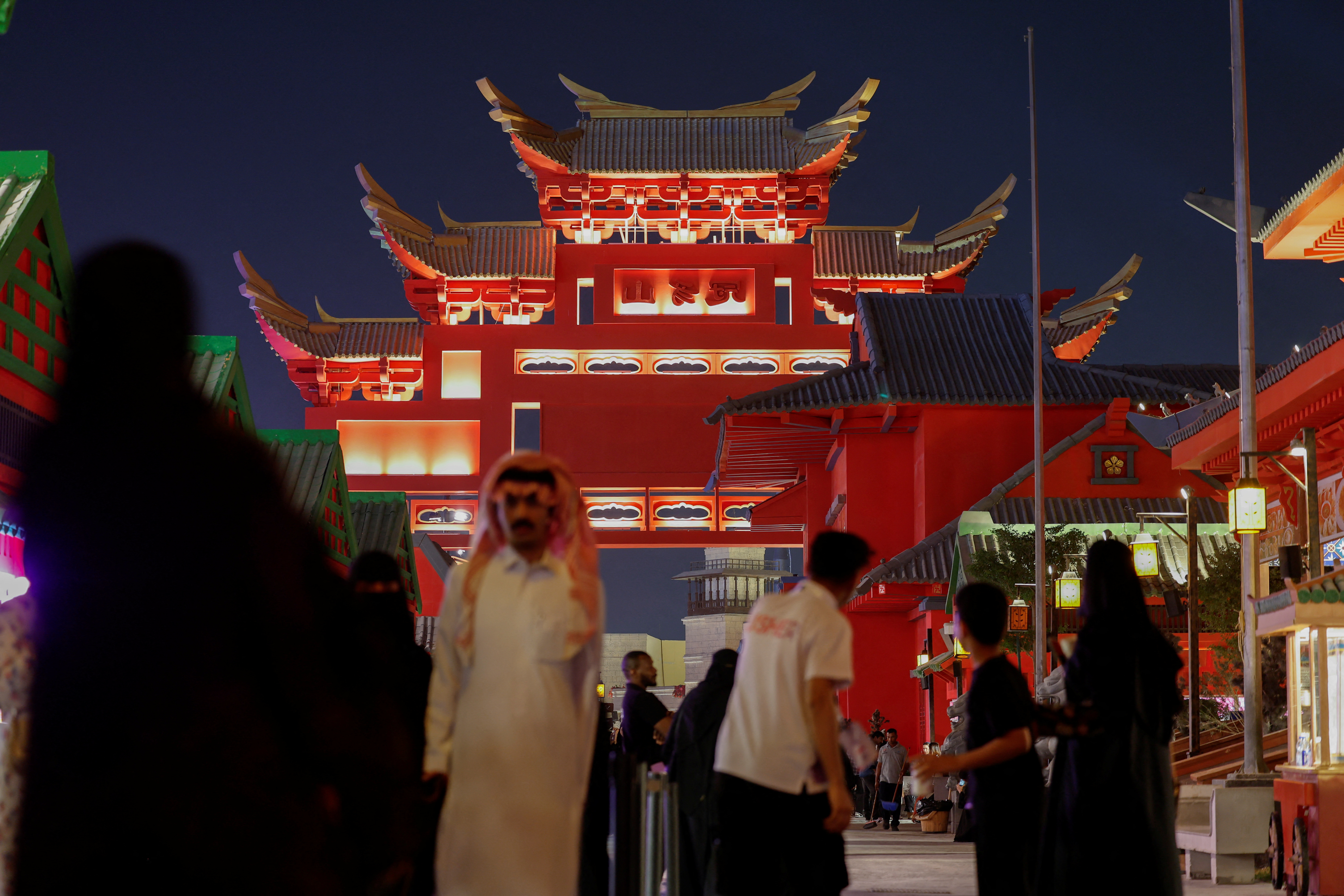 Visitors walk at Chinese Pavilion in Boulevard World, which opened this month as part of Riyadh Season 2024, in Riyadh, Saudi Arabia, October 21, 2024. REUTERS/Hamad I Mohammed