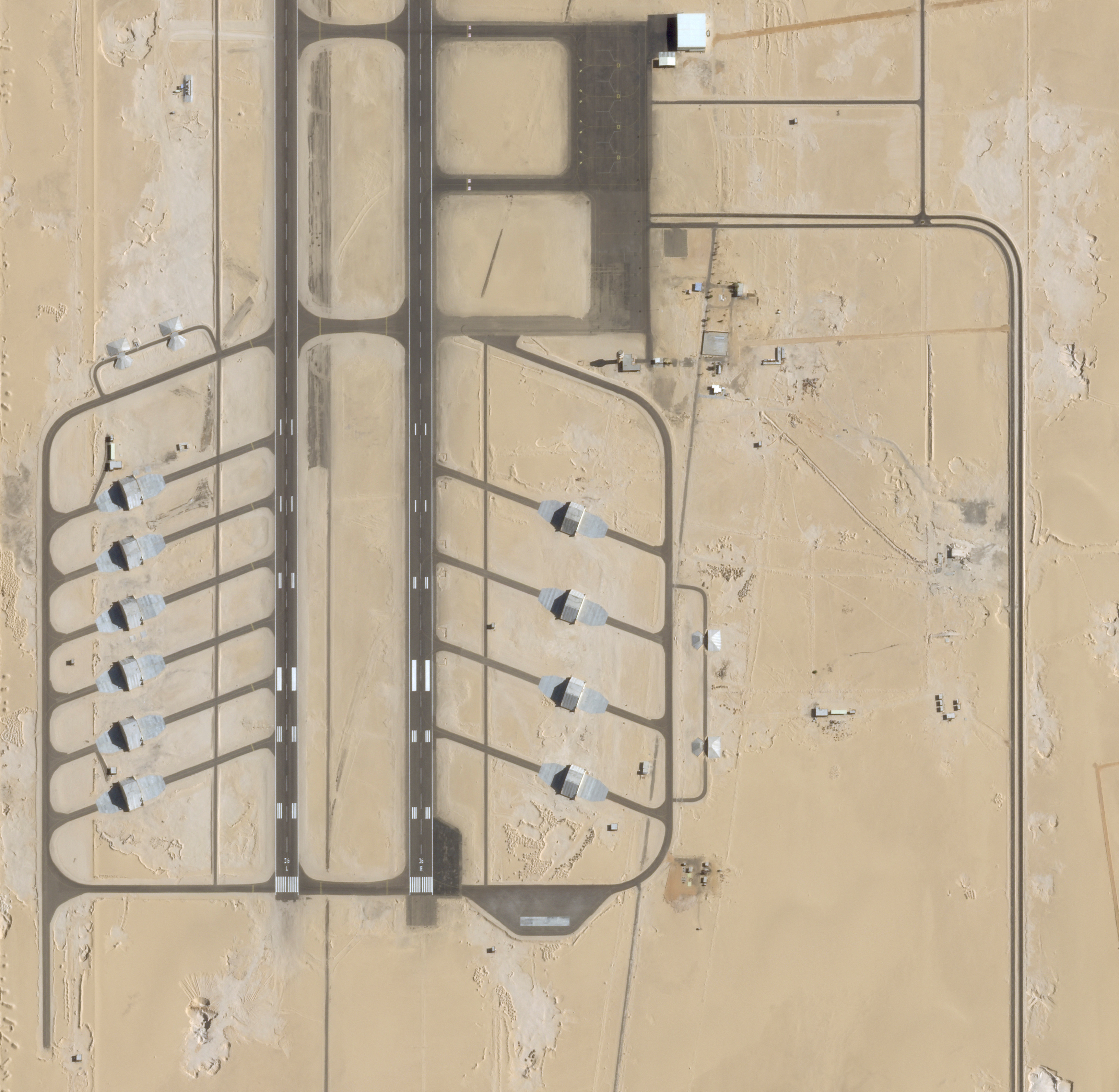 A satellite image shows an airfield in East Oweinat, Egypt, allegedly used for Egyptian covert strikes in Sudan [File: Planet Labs/Reuters]