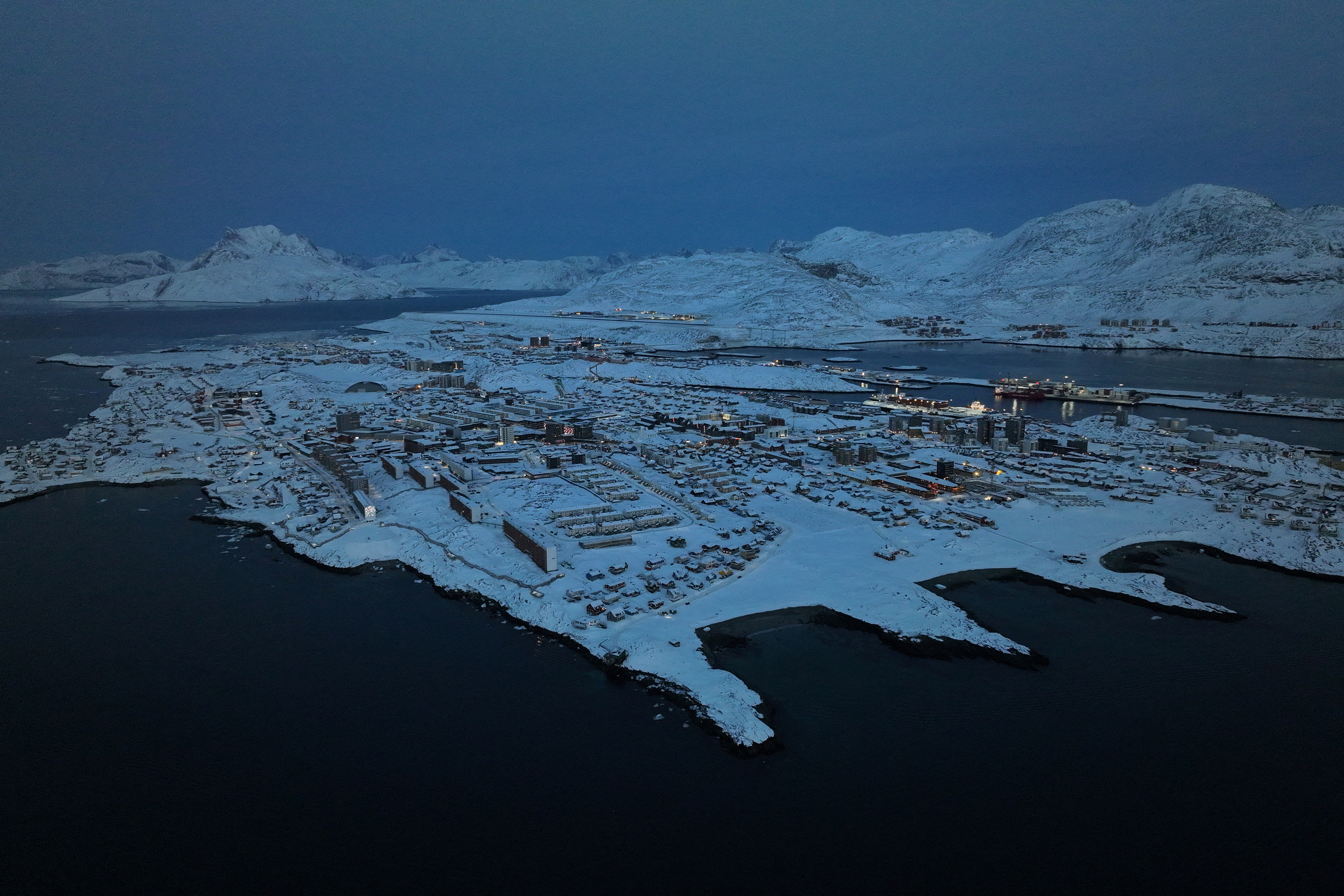 A drone view of Nuuk, Greenland, February 7, 2026. REUTERS/Stoyan Nenov To match Special Report GREENLAND-US/TRUMP