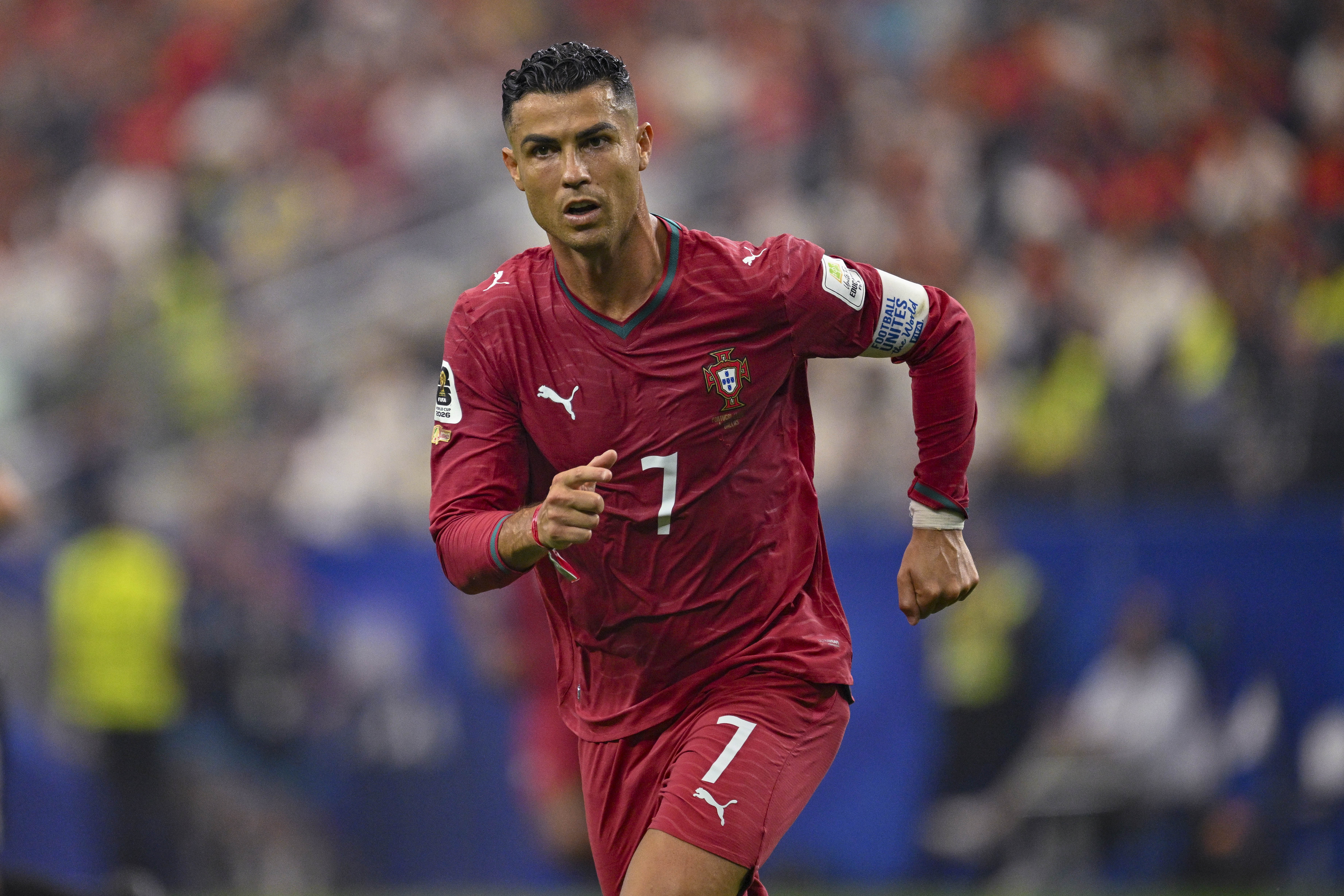 Portugal forward Cristiano Ronaldo (7) looks on during a Round of 16 match against Spain