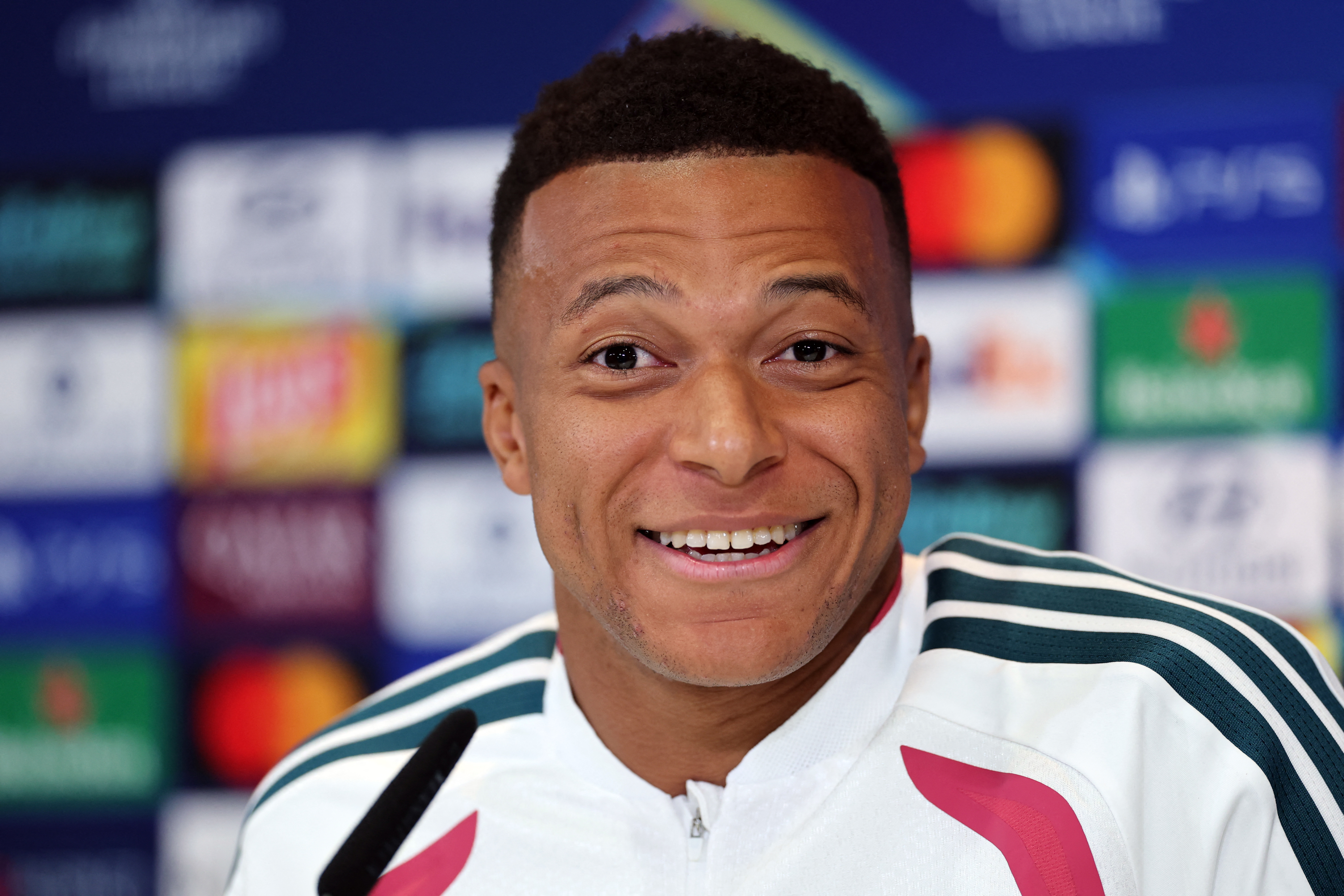 Real Madrid's French forward #10 Kylian Mbappe gives a press conference at the Ciudad Real Madrid training ground in Madrid on September 7, 2026 ahead of the UEFA Champions League first round day 1 football match between Real Madrid and Inter Milan. (Photo by Thomas COEX / AFP)