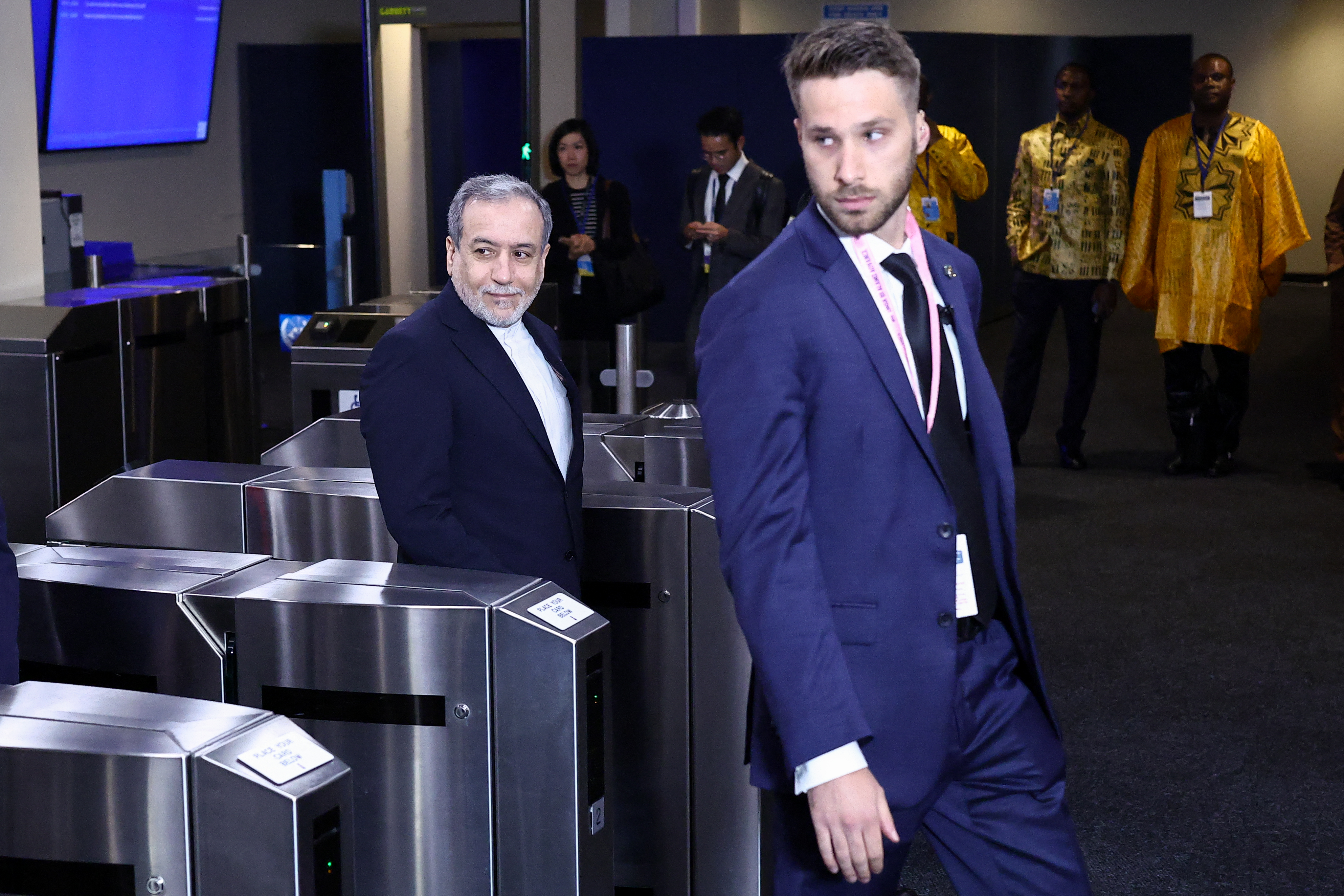 Iran's Foreign Minister Abbas Araghchi arrives for the 81st United Nations General Assembly at the United Nations Headquarters in New York, on September 22, 2026. (Photo by CHARLY TRIBALLEAU / AFP)